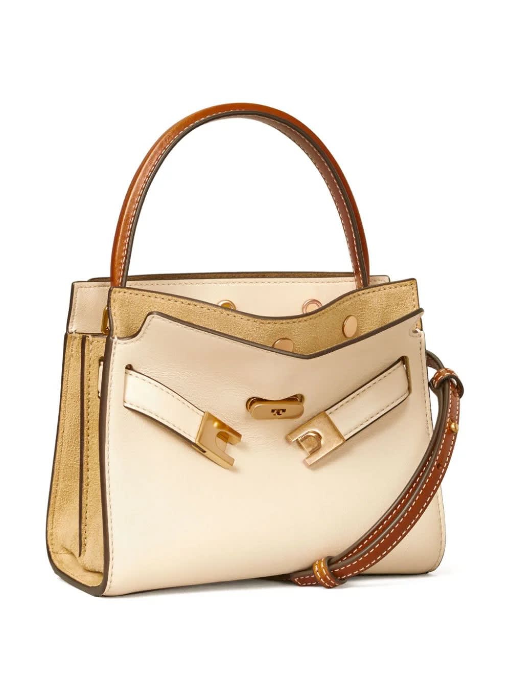 Shop Tory Burch Petite Double Lee Radziwill Bag In New Cream In Brown