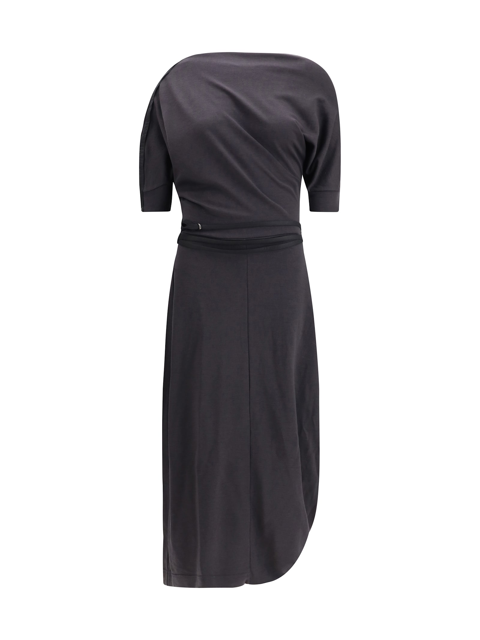 Lemaire Twisted Midi Dress In Gray