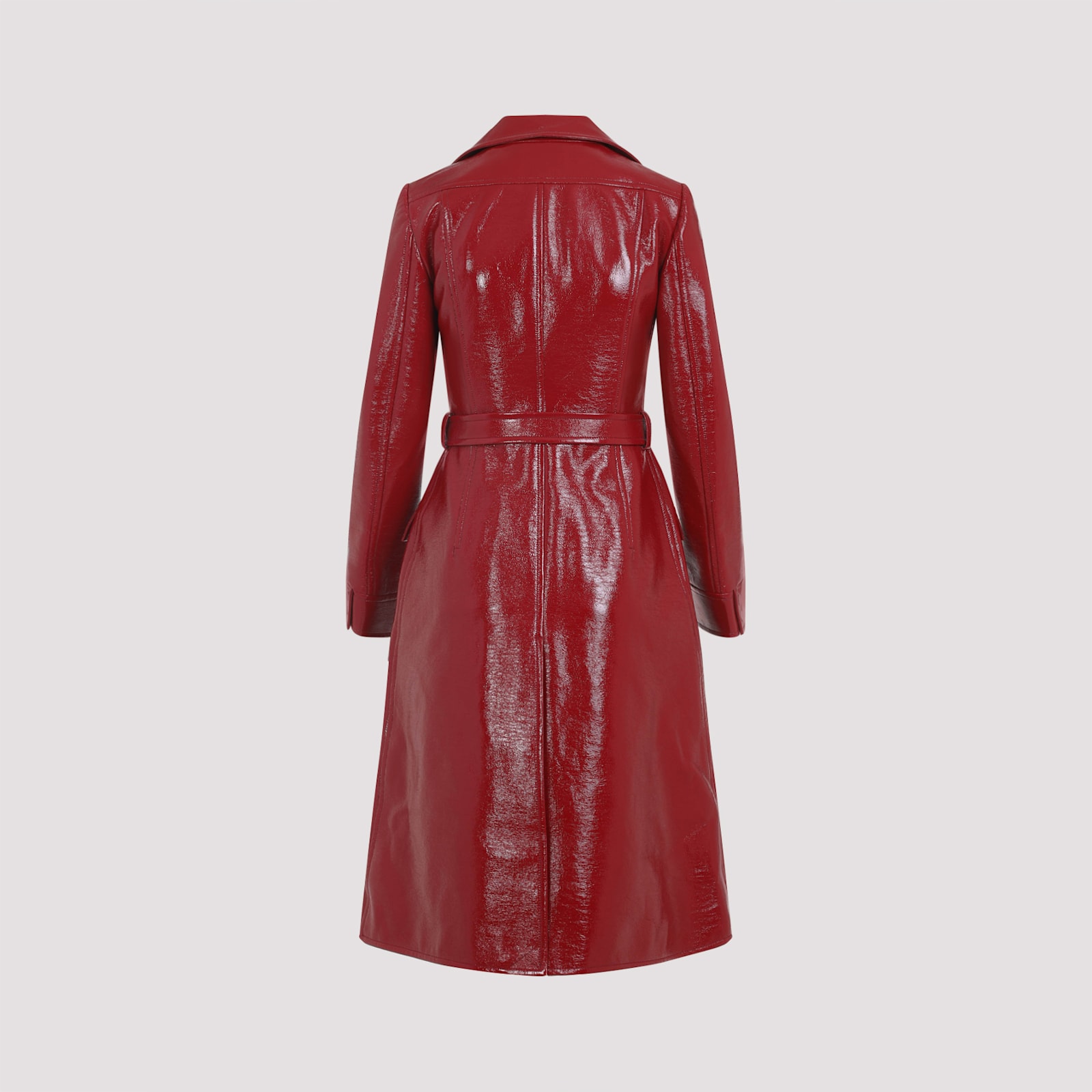 Courrèges Belted Trench Coat In Red