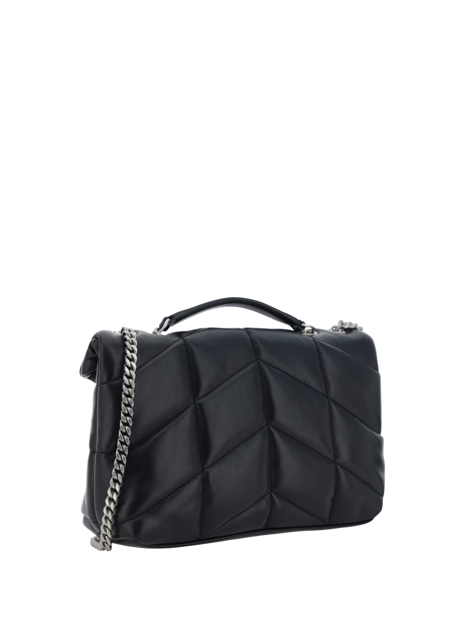 Saint Laurent Puffer Toy Quilted Leather Mini Bag In Black