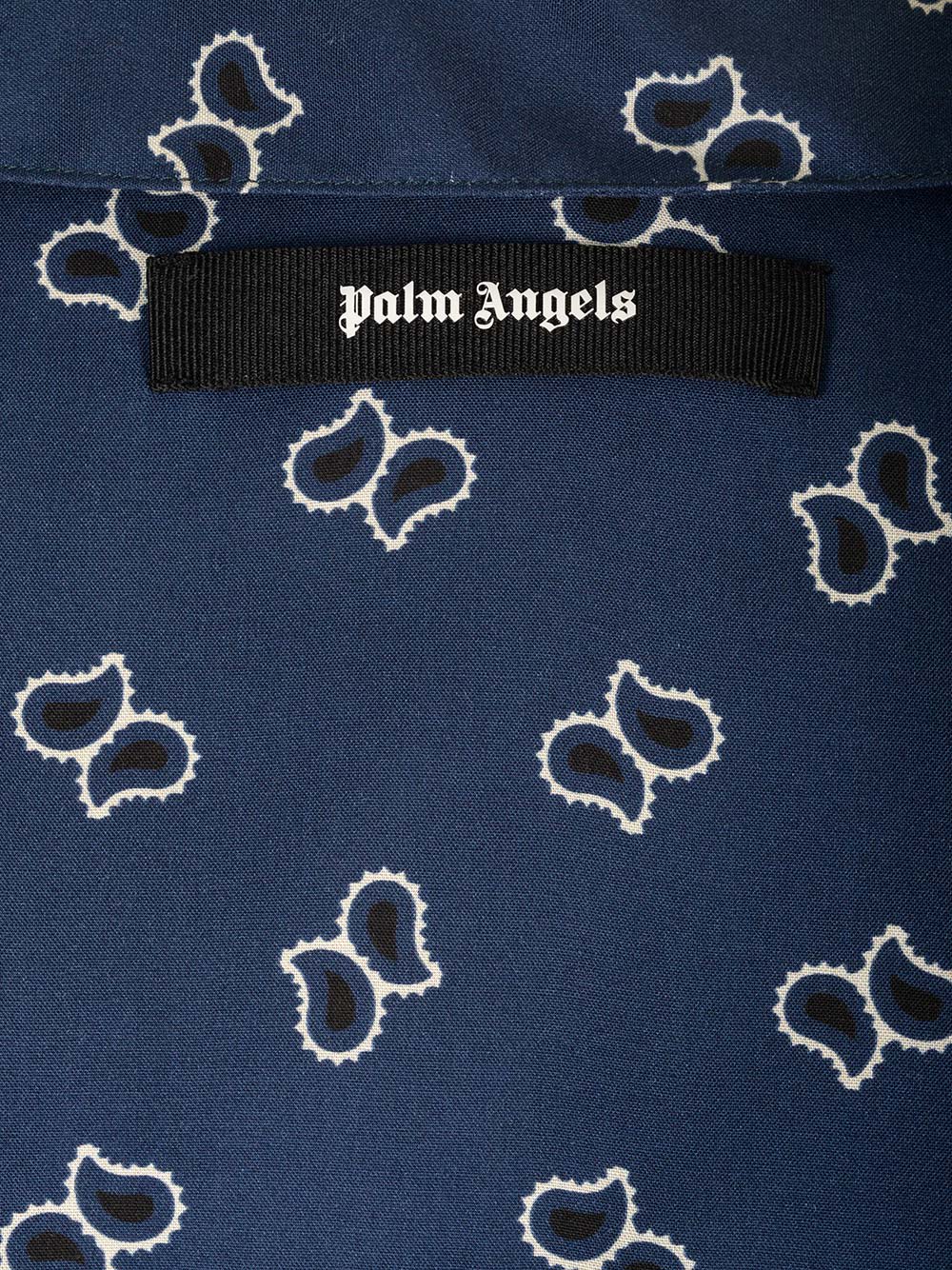 Shop Palm Angels Paisley Print Bowling Shirt In Blue