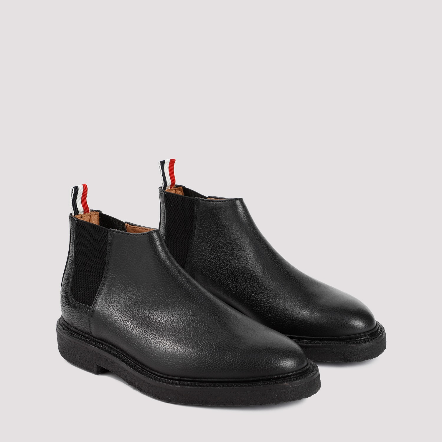 Shop Thom Browne Leather Mid Top Chelsea Boots In Black