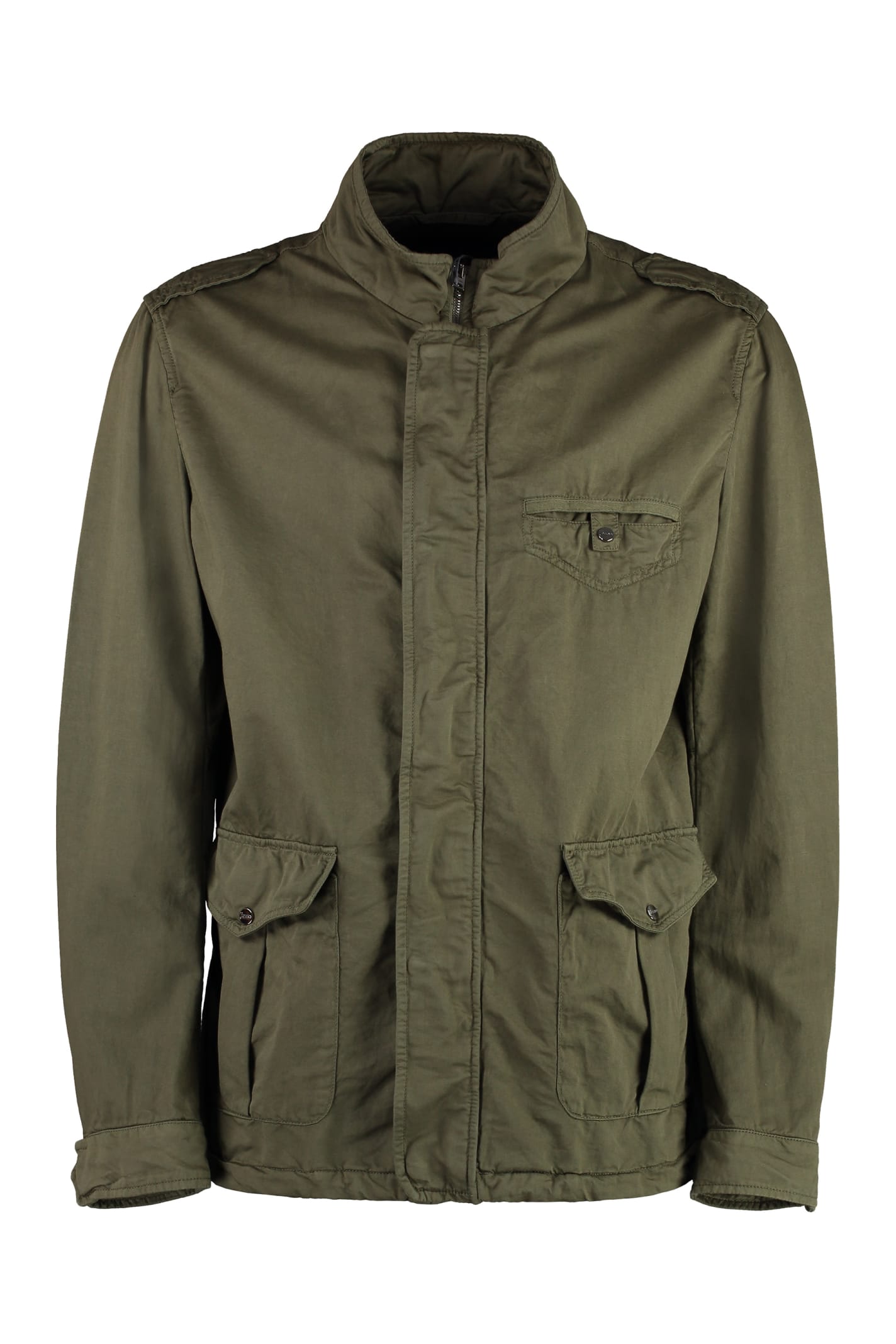 Shop Herno Field Cotton-linen Blend Jacket In Green