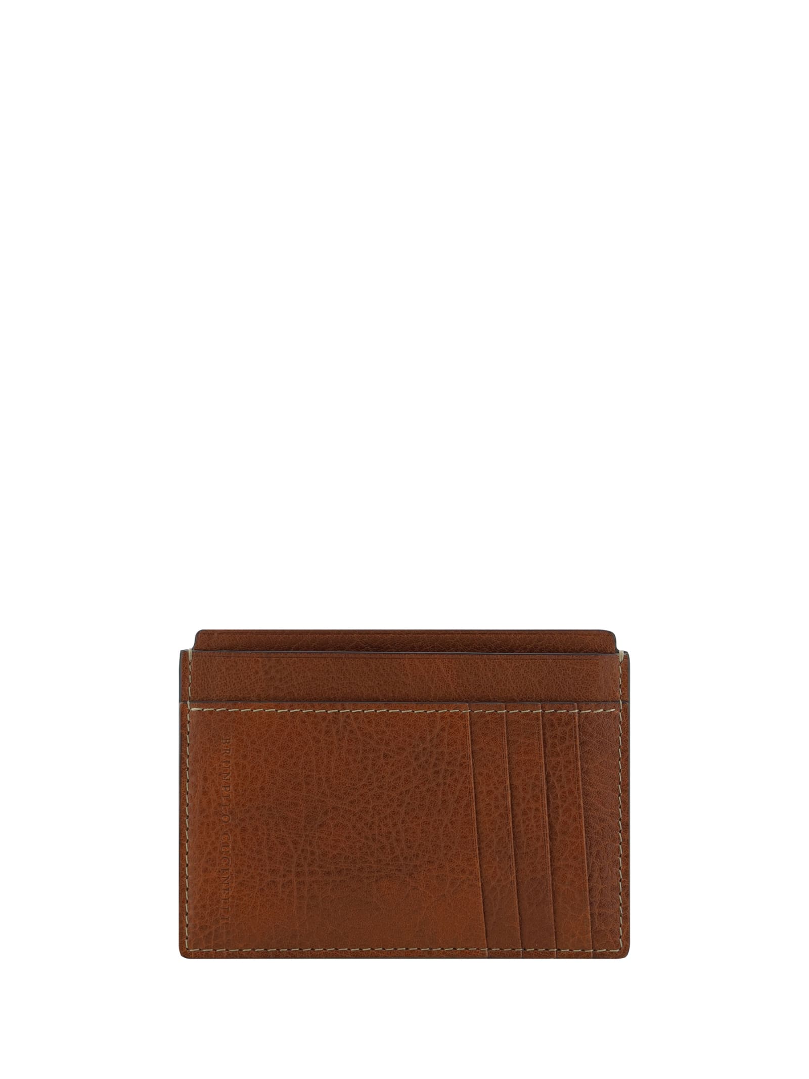 Shop Brunello Cucinelli Card Holder In Leather Brown