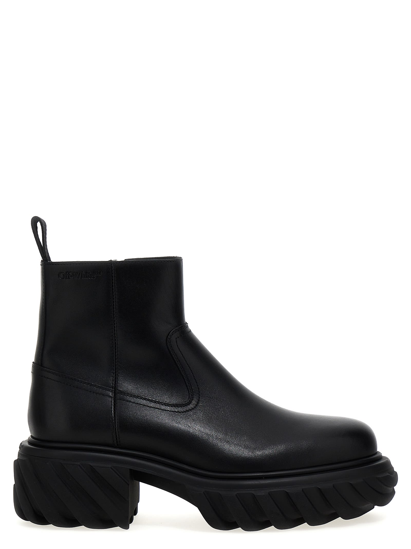 Shop Off-white Tractor Motor Ankle Boots In Black