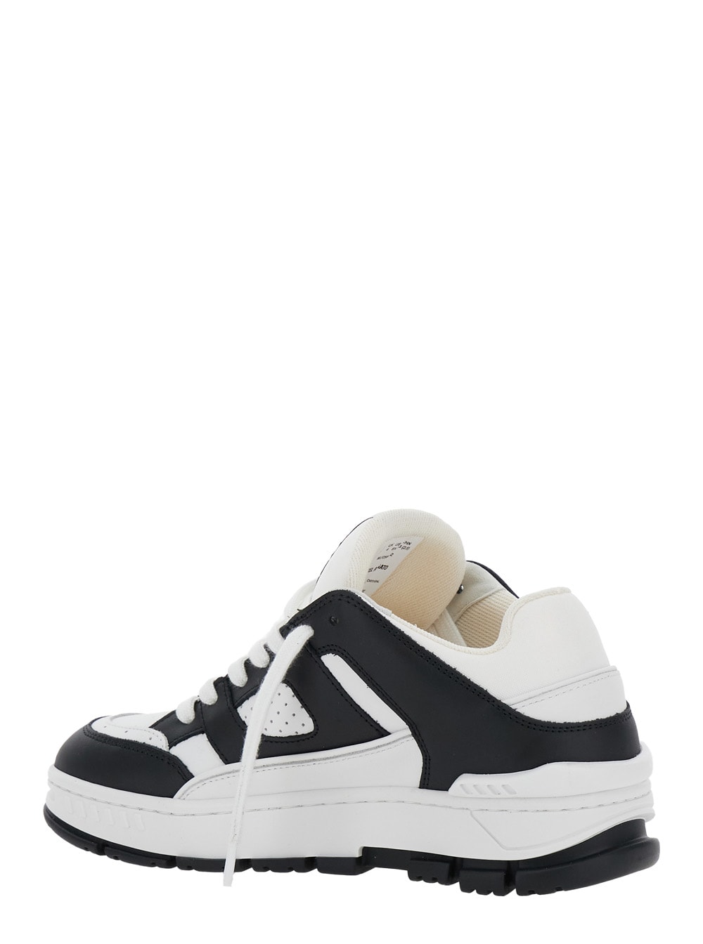Axel Arigato 'area Lo' Black And White Low Top Sneakers With Laminated Leather In Leather Blend Woman In White