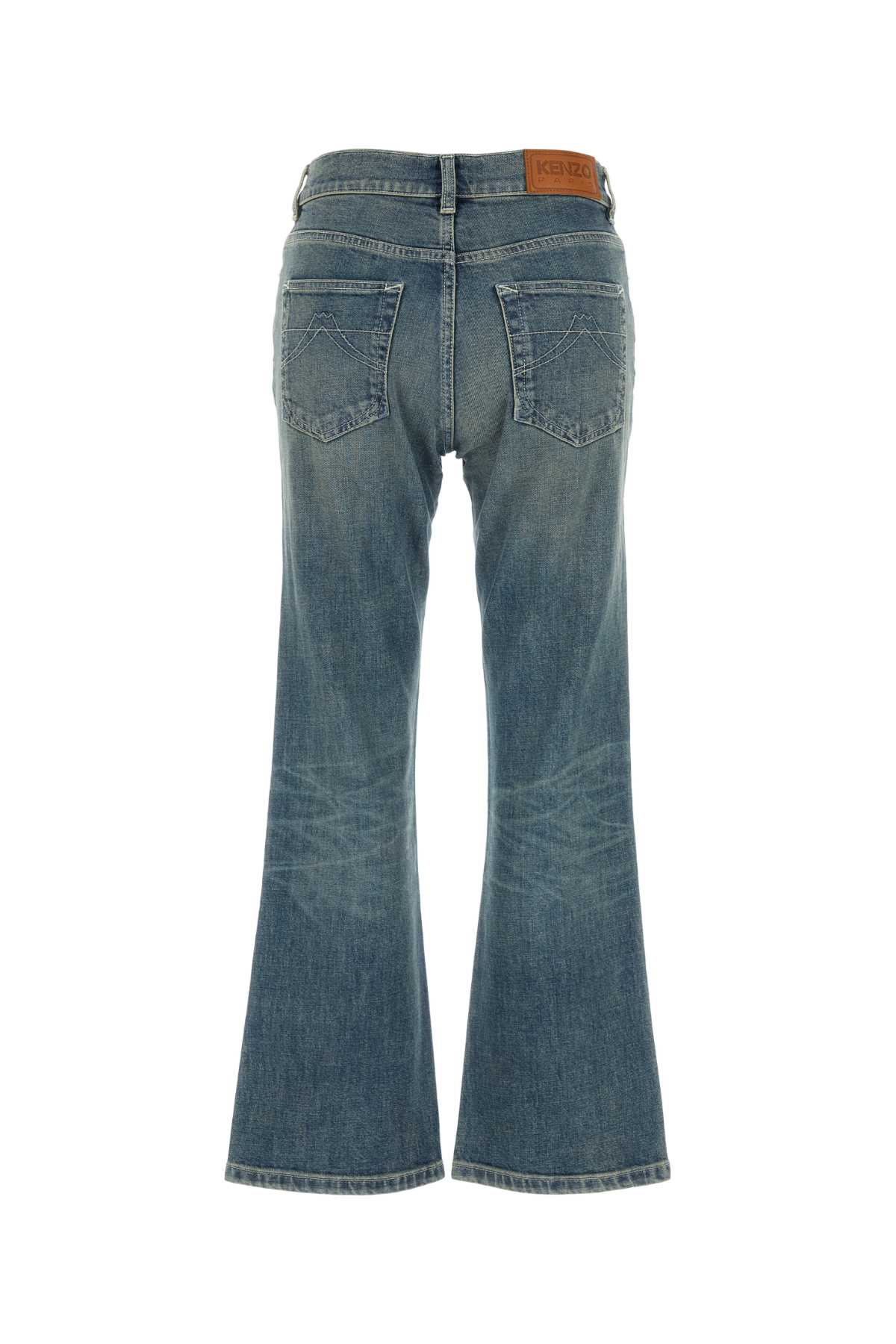 Shop Kenzo Stretch Denim Jeans In Stone Bl Dirty Blue