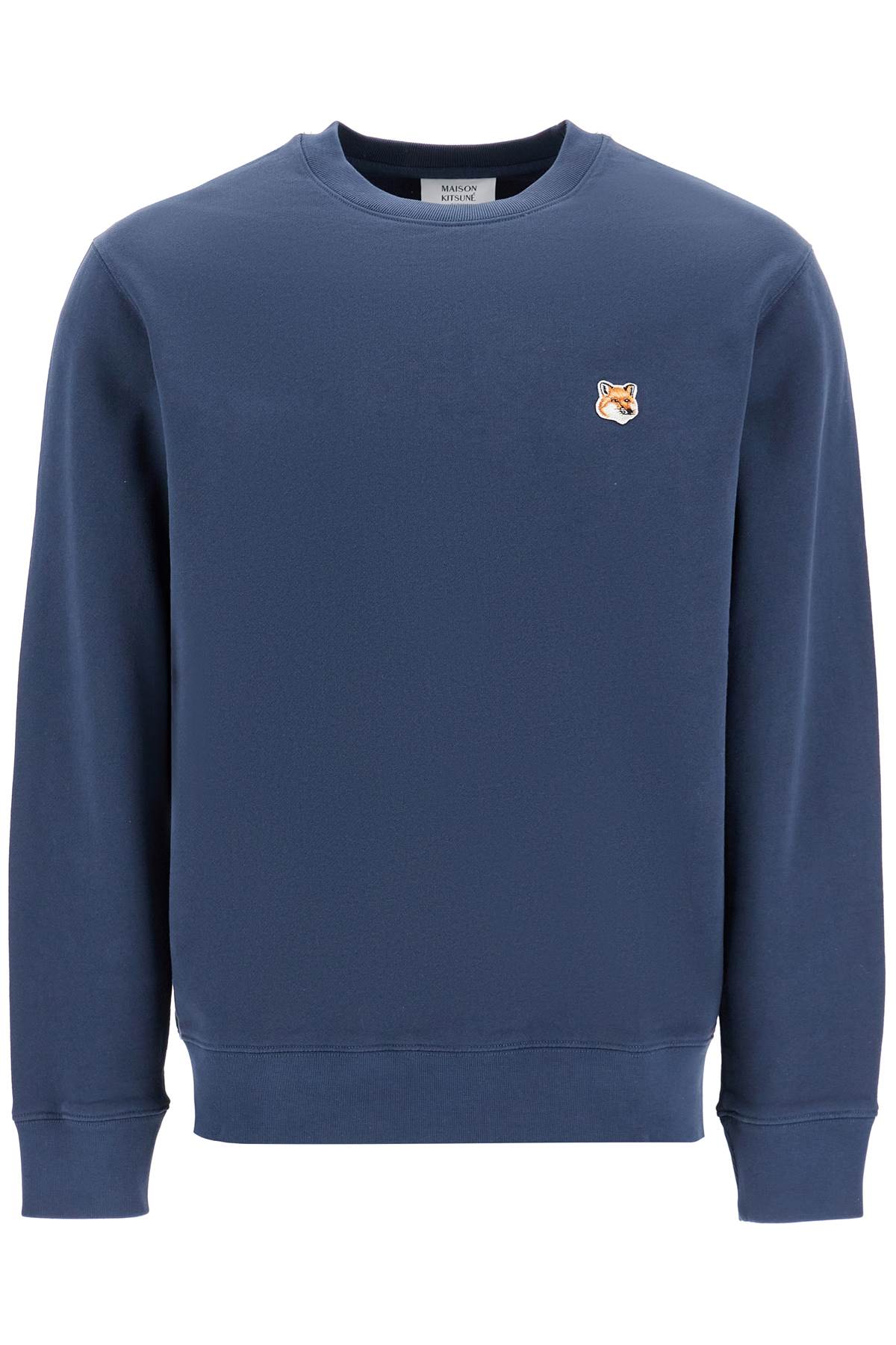 Shop Maison Kitsuné Fox Head Patch Sweatshirt With In Ink Blue (blue)