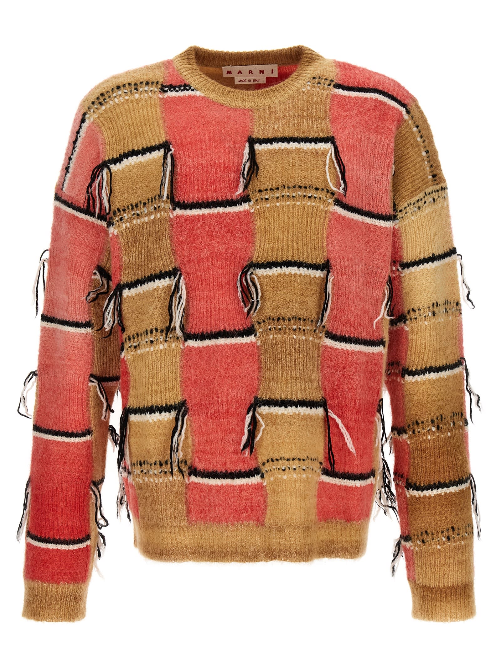 Shop Marni Fringed Multicolor Sweater