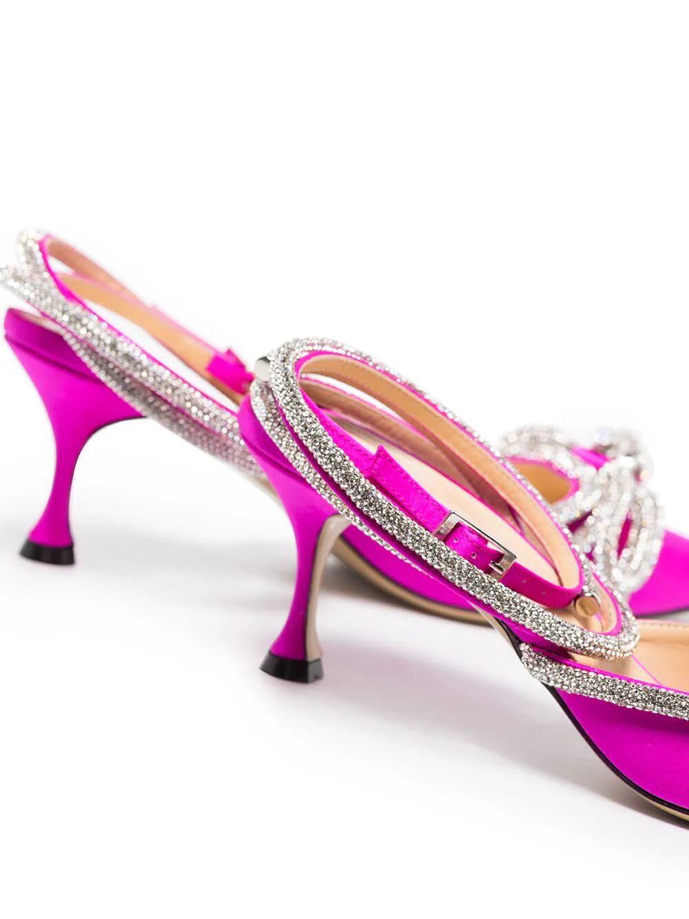 Shop Mach &amp; Mach Satin Double Bow High Heels In Fuchsia