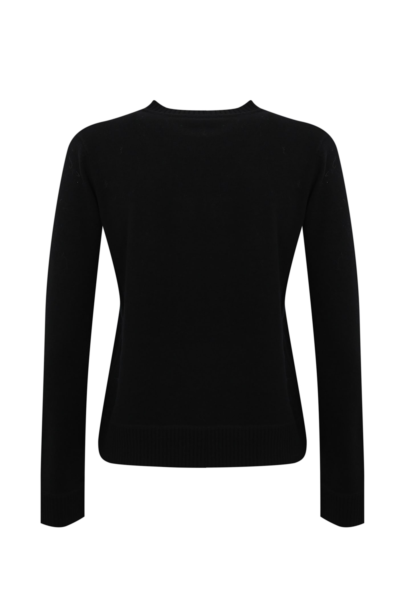 Shop Elisabetta Franchi Cashmere Blend Sweater With Logo In Nero/burro