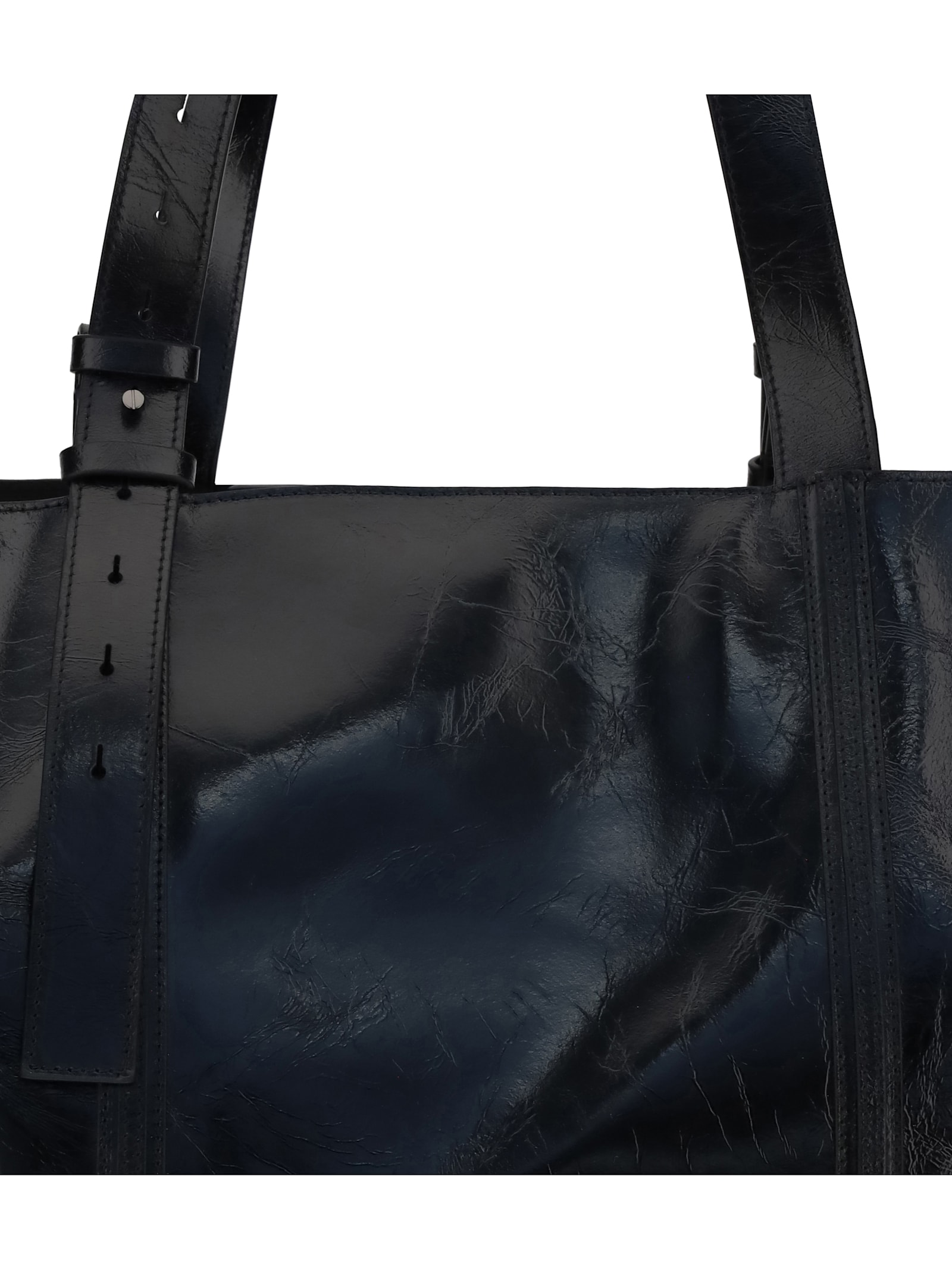 Golden Goose Black Leather Tote With Structured Silhouette In Black
