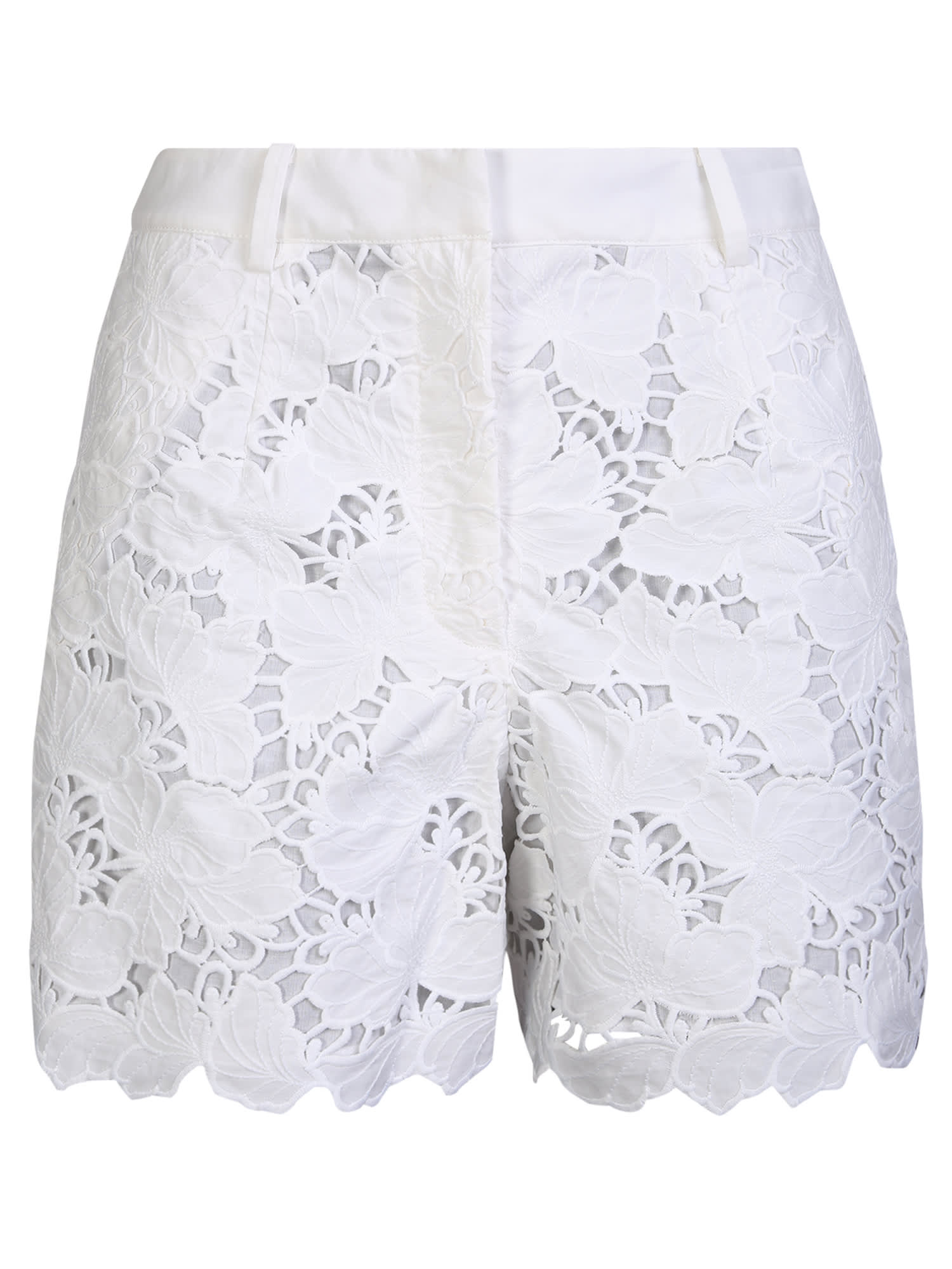 Shop Self-portrait Cotton Lace White Shorts