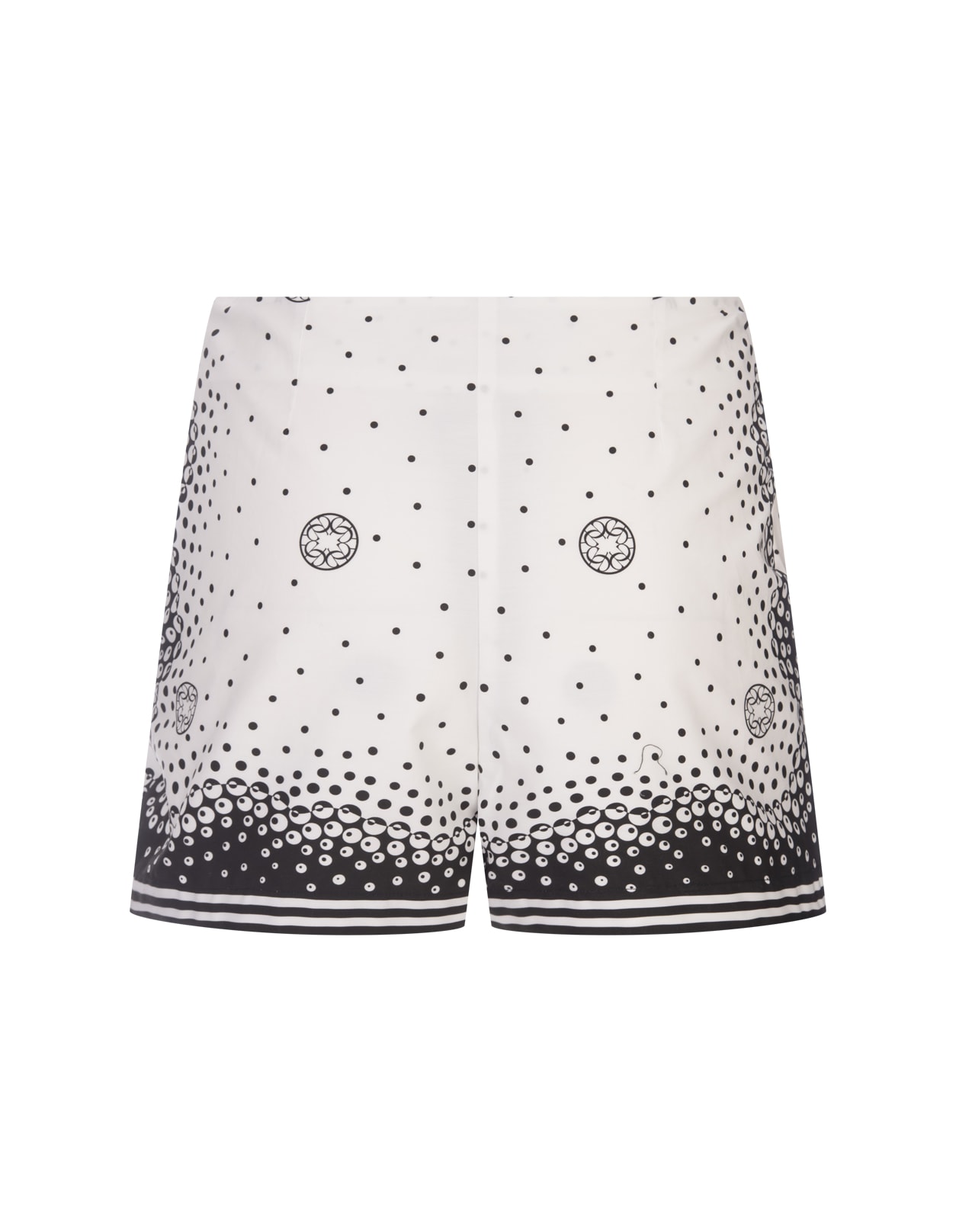 Shop Elie Saab Black And White Silk Moon Print Shorts