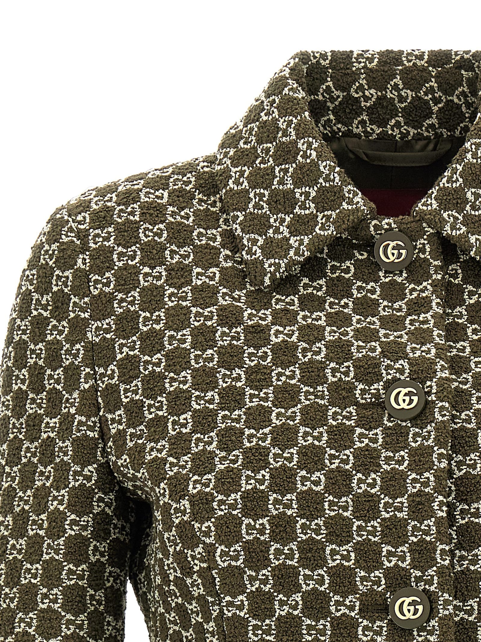 Gucci Gg Bouclé Blazer In Green