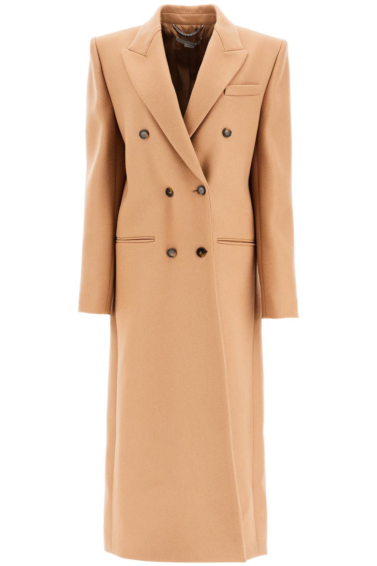 Shop Stella Mccartney Long Double-breasted Coat In New Camel (beige)