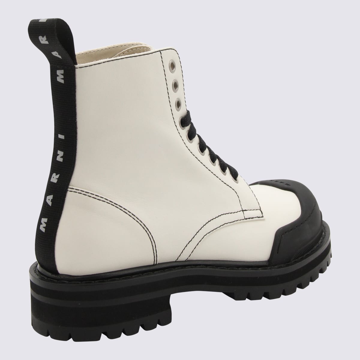 Shop Marni White Leather Dada Army Combat Boots