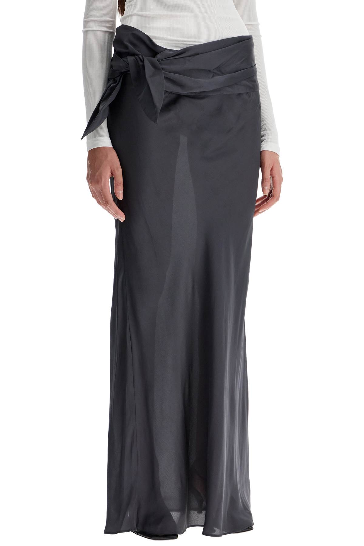 Shop Christopher Esber Maxi Skirt With Knotted Detail In Carbon Grey (grey)