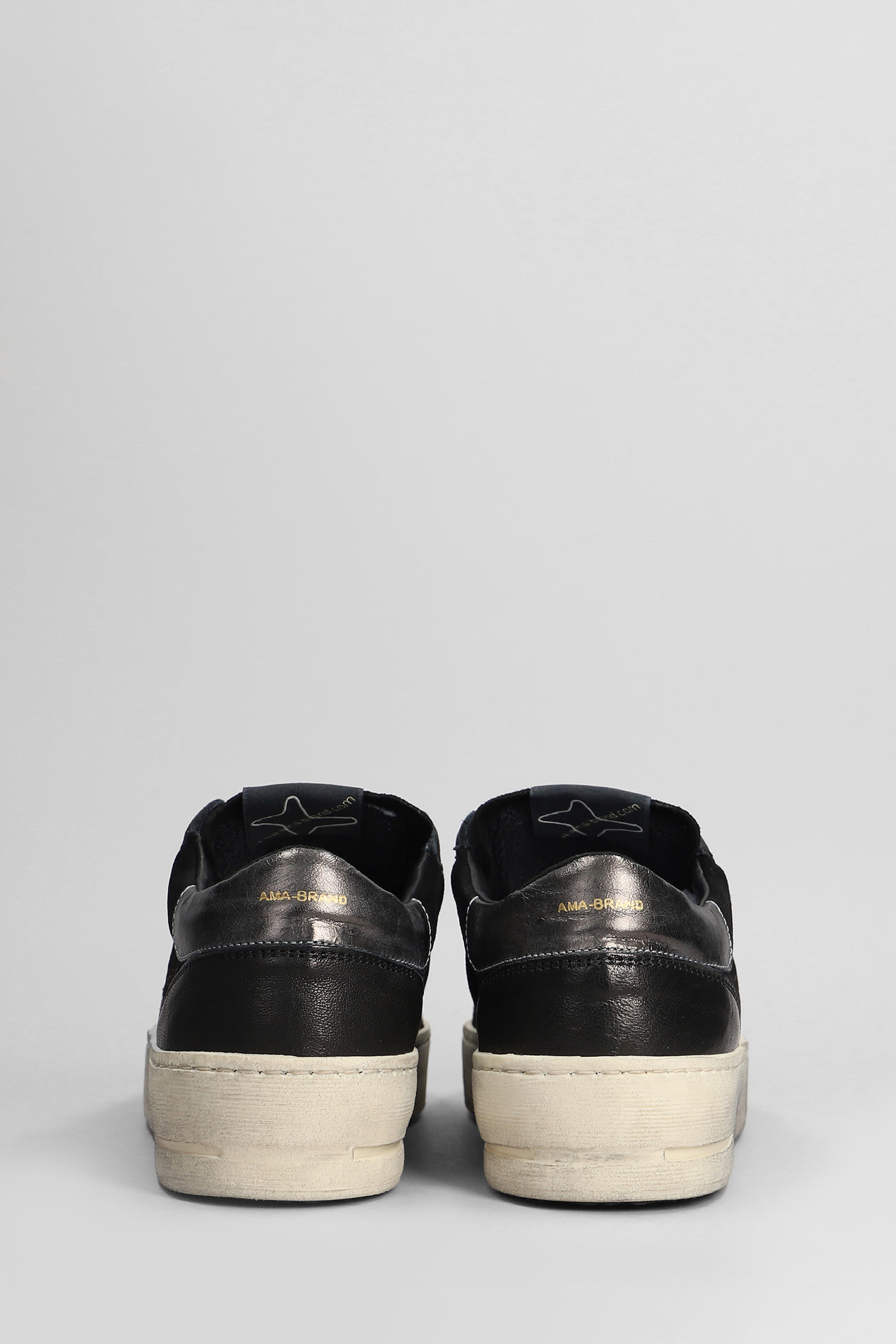 Shop Ama Brand Sneakers In Black Suede And Leather In White