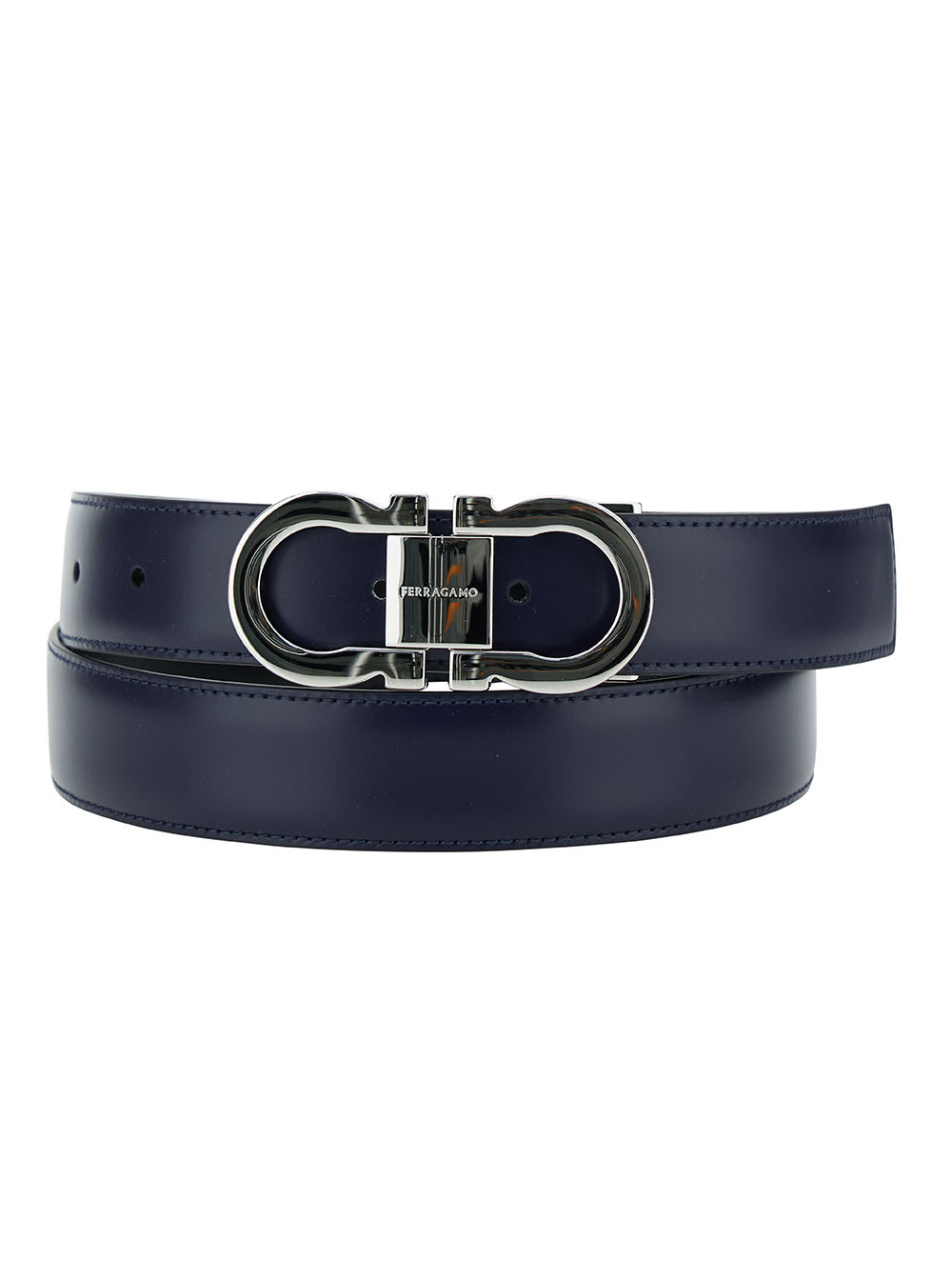 FERRAGAMO BLUE BELT WITH GANCINI BUCKLE IN LEATHER MAN