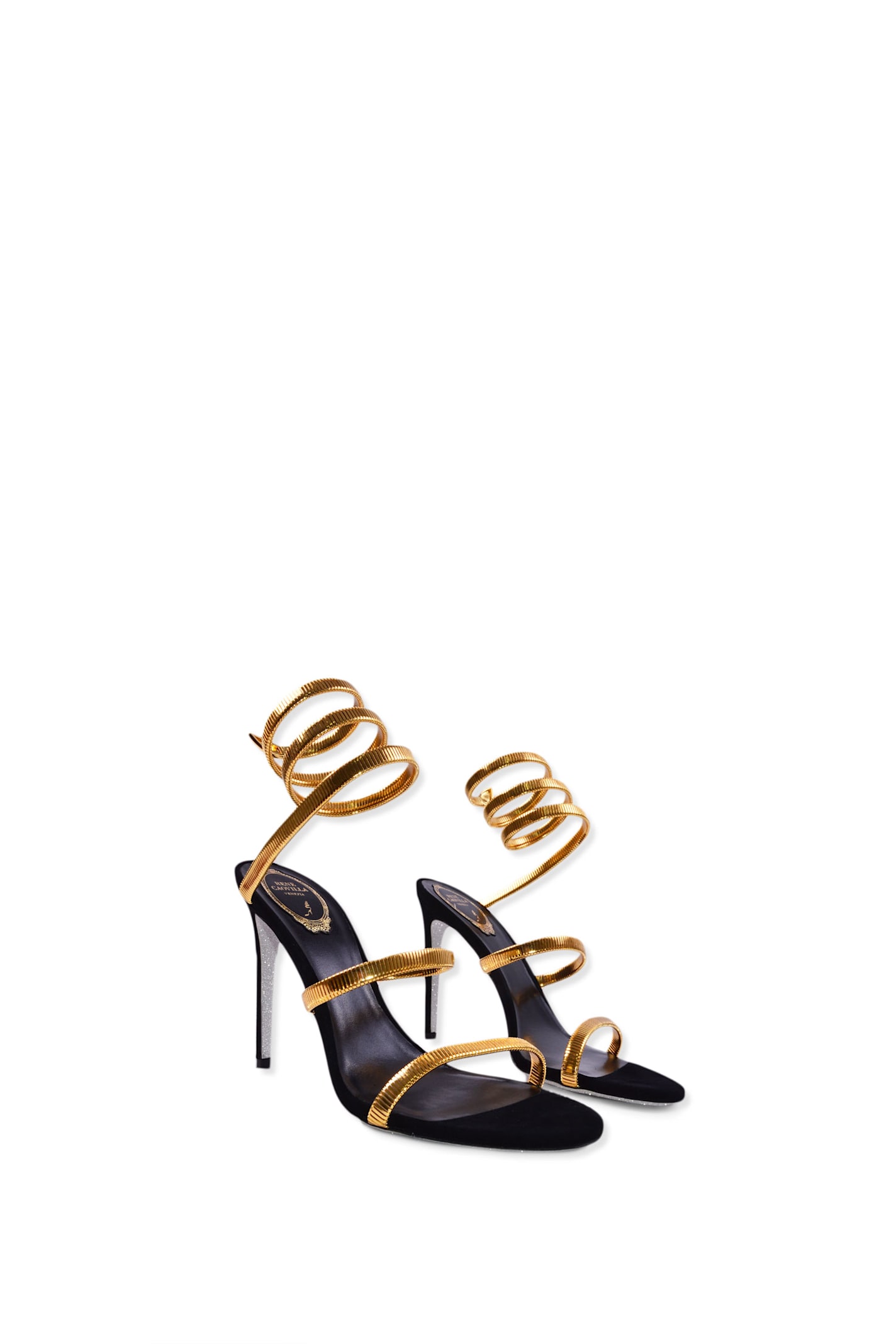 Shop René Caovilla Heel Sandals In Golden