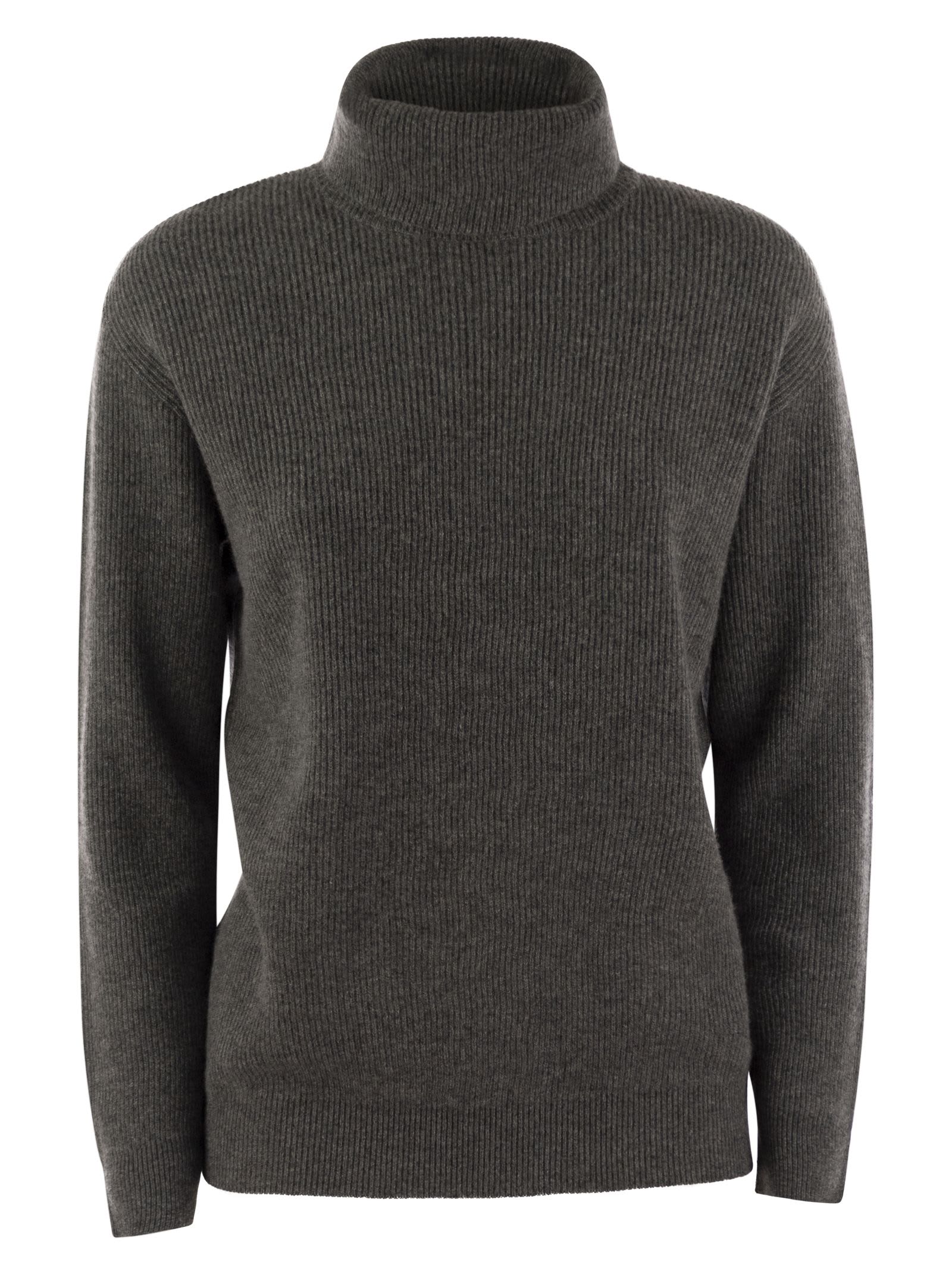 Shop Brunello Cucinelli Cashmere Turtleneck Sweater In Anthracite