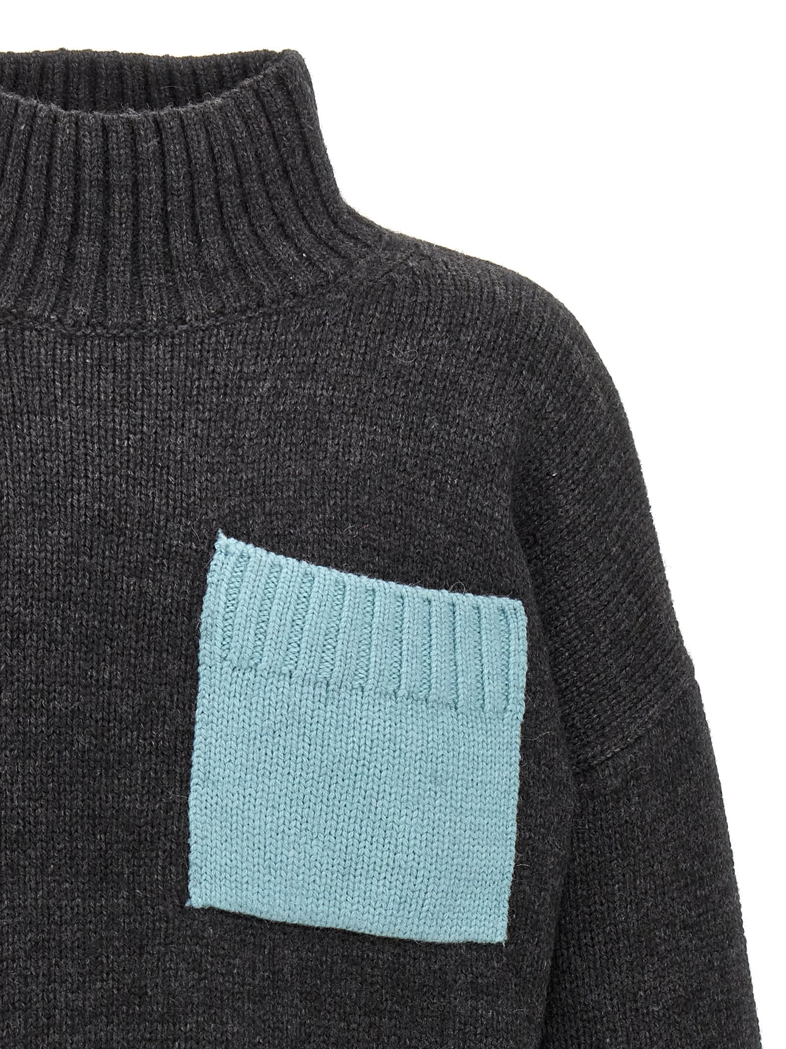 Shop Jw Anderson Patch Pocket Sweater In Dark Grey/artic Blue