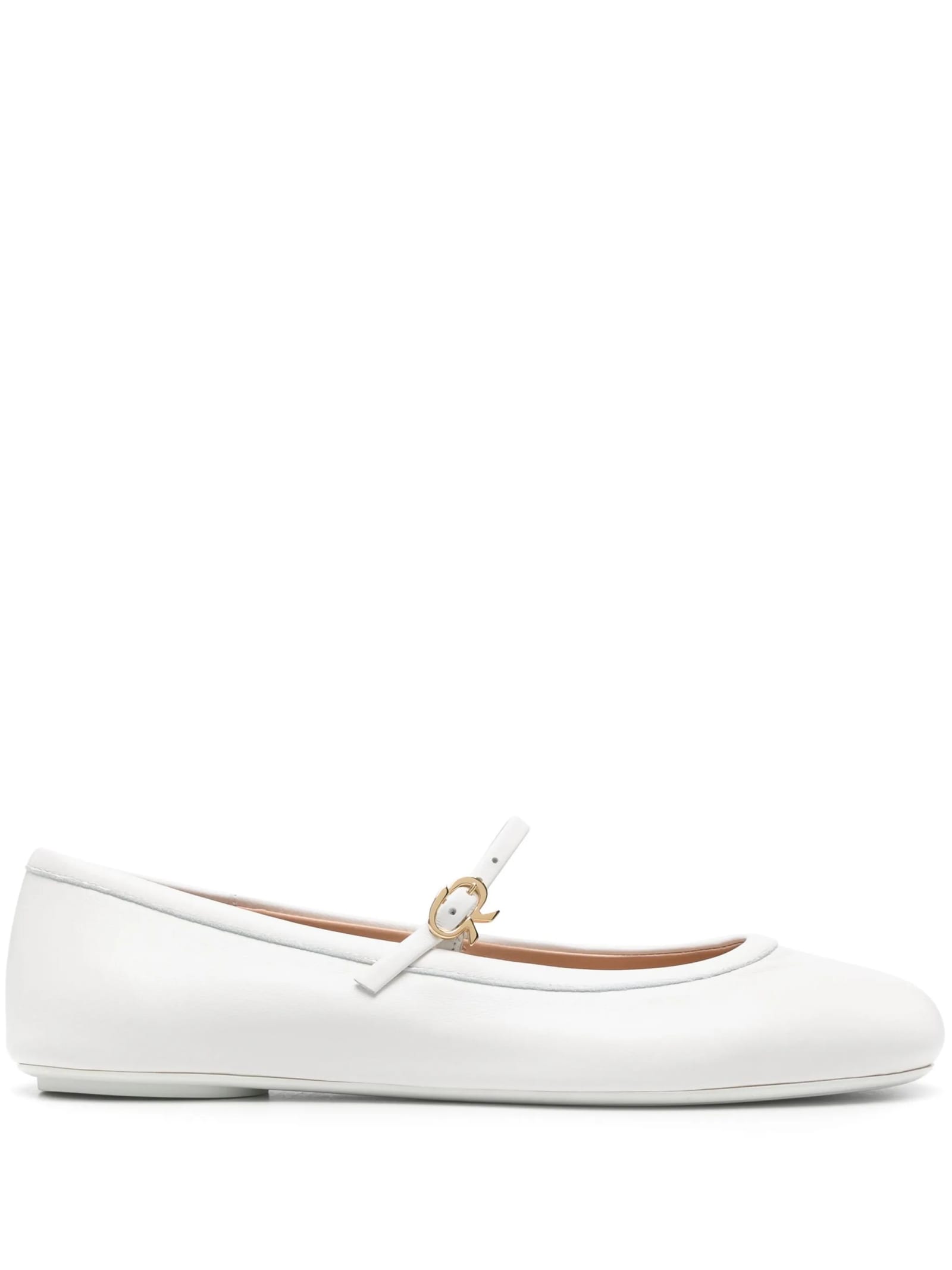 Shop Gianvito Rossi Carla Flat Ballerinas In White Nappa