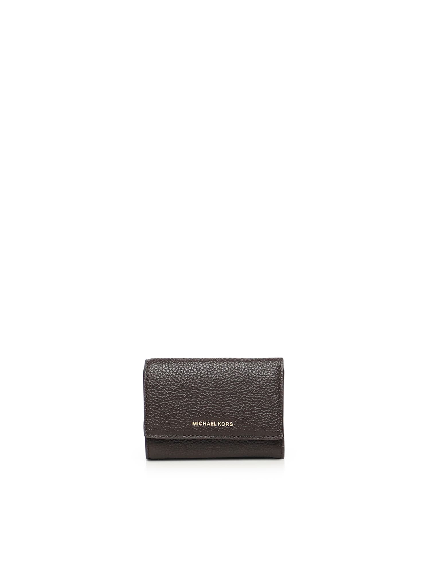 Michael Michael Kors Leather Wallet With Logo In Brown