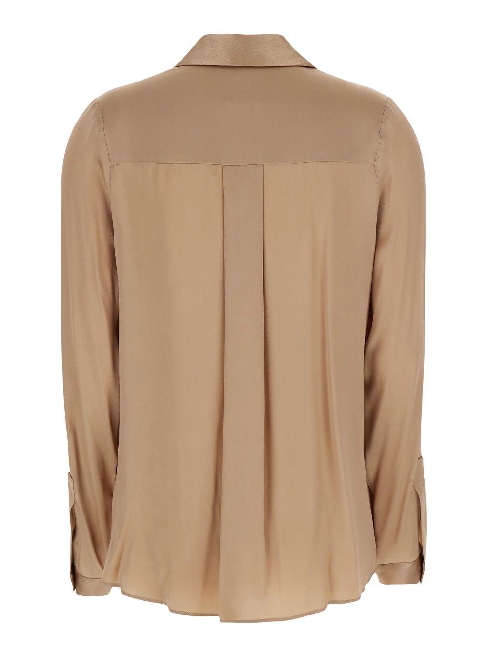 SEMICOUTURE BEIGE SHIRT WITH CLASSIC COLLAR AND BUTTON CLOSURE IN SILK BLEND WOMAN