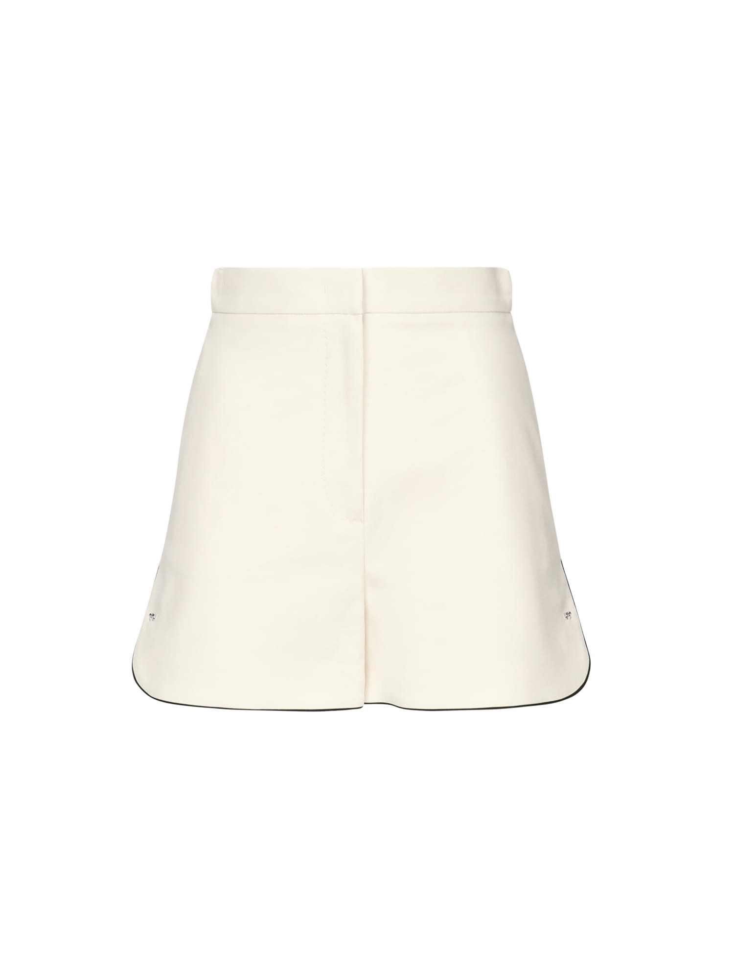 Max Mara Double Cotton Canvas Shorts In Neutral