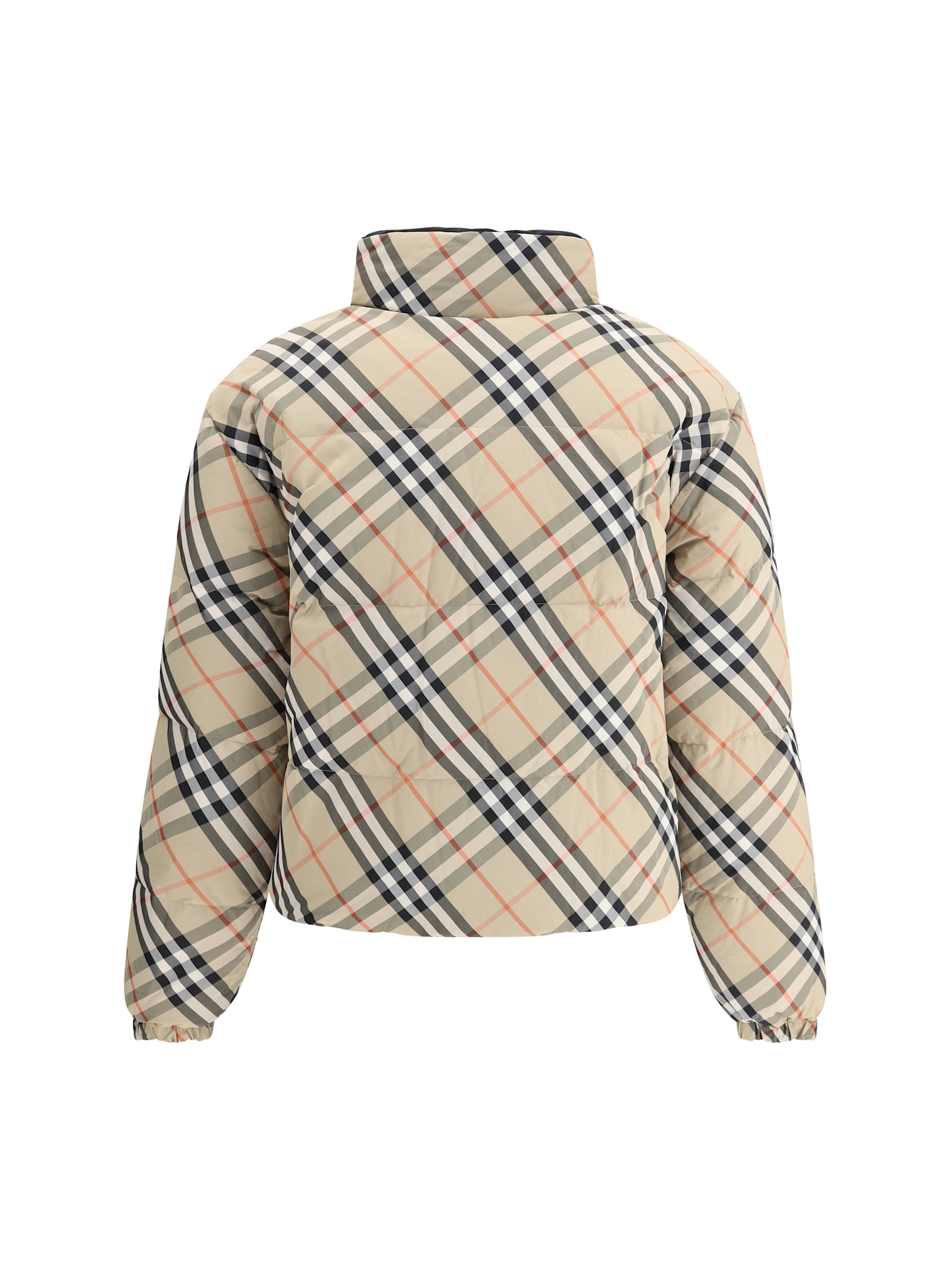 Shop Burberry Reversible Down Jacket In Sand Ip Check