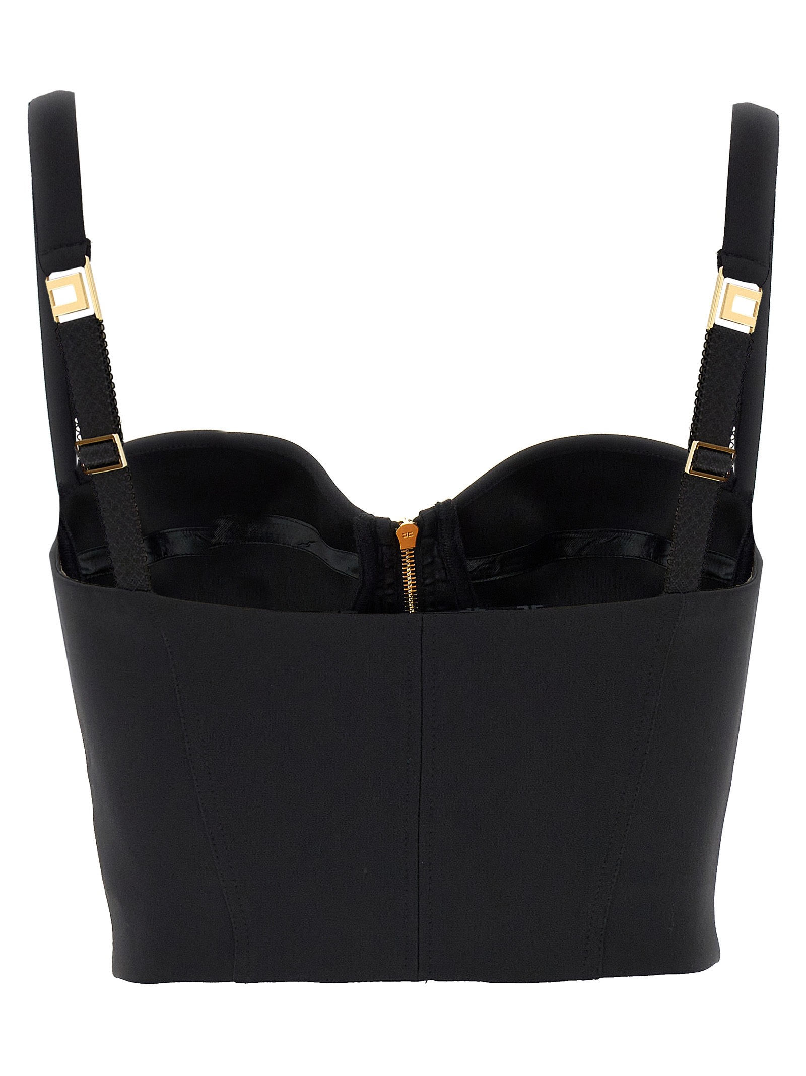 Shop Elisabetta Franchi Balcony Top In Black