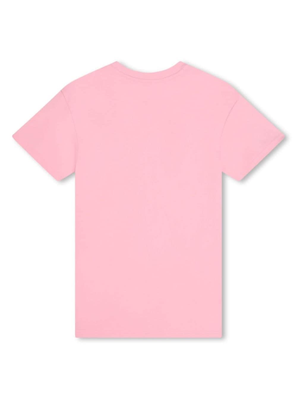 Shop Stella Mccartney Pink Short Sleeve Dress With Bag Print In Cotton Girl