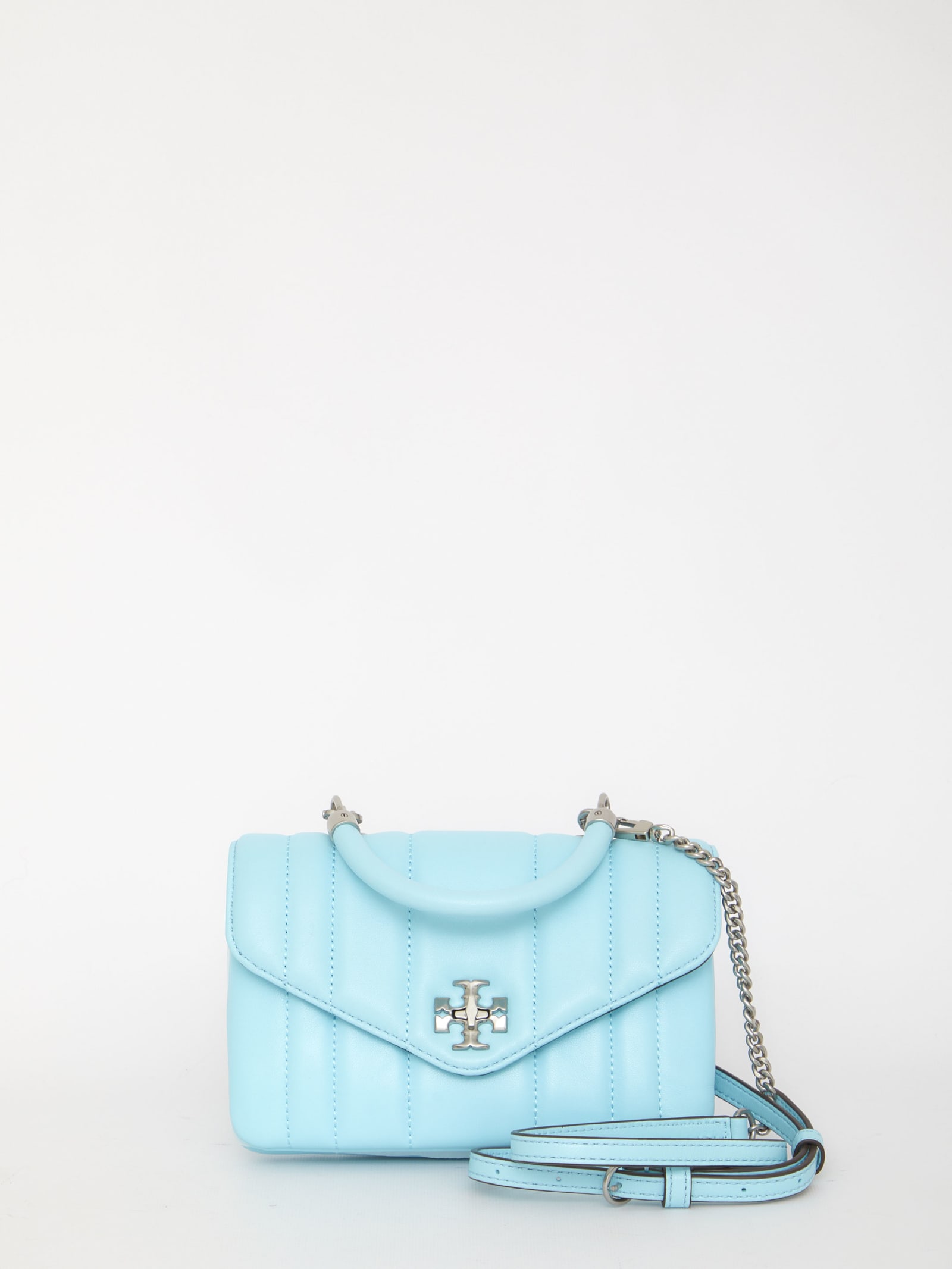 Tory Burch Kira Mini Quilted Top-handle Bag In Turquoise