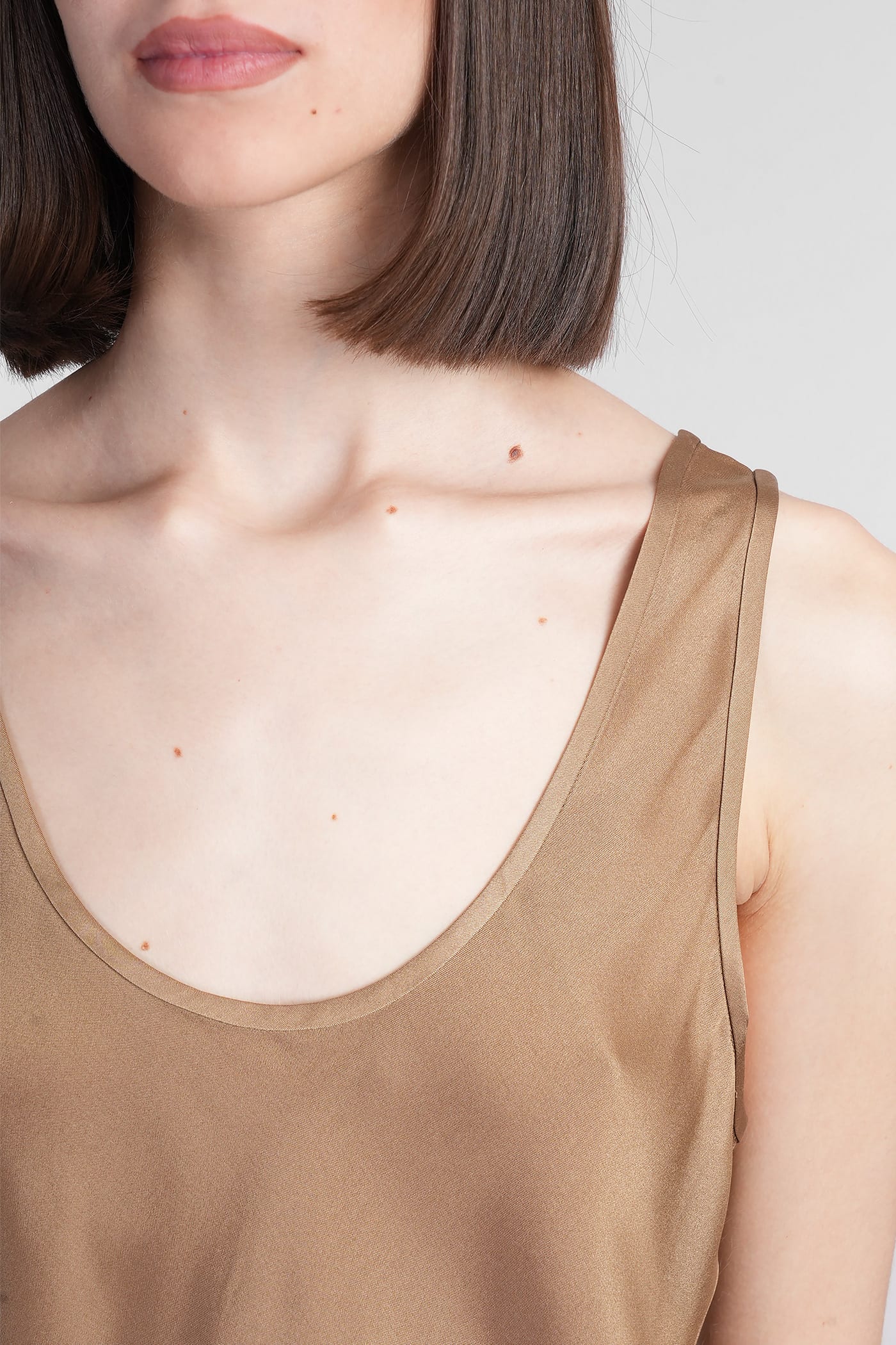 Anine Bing Lea Silk Scoop-neck Tank Top In Brown