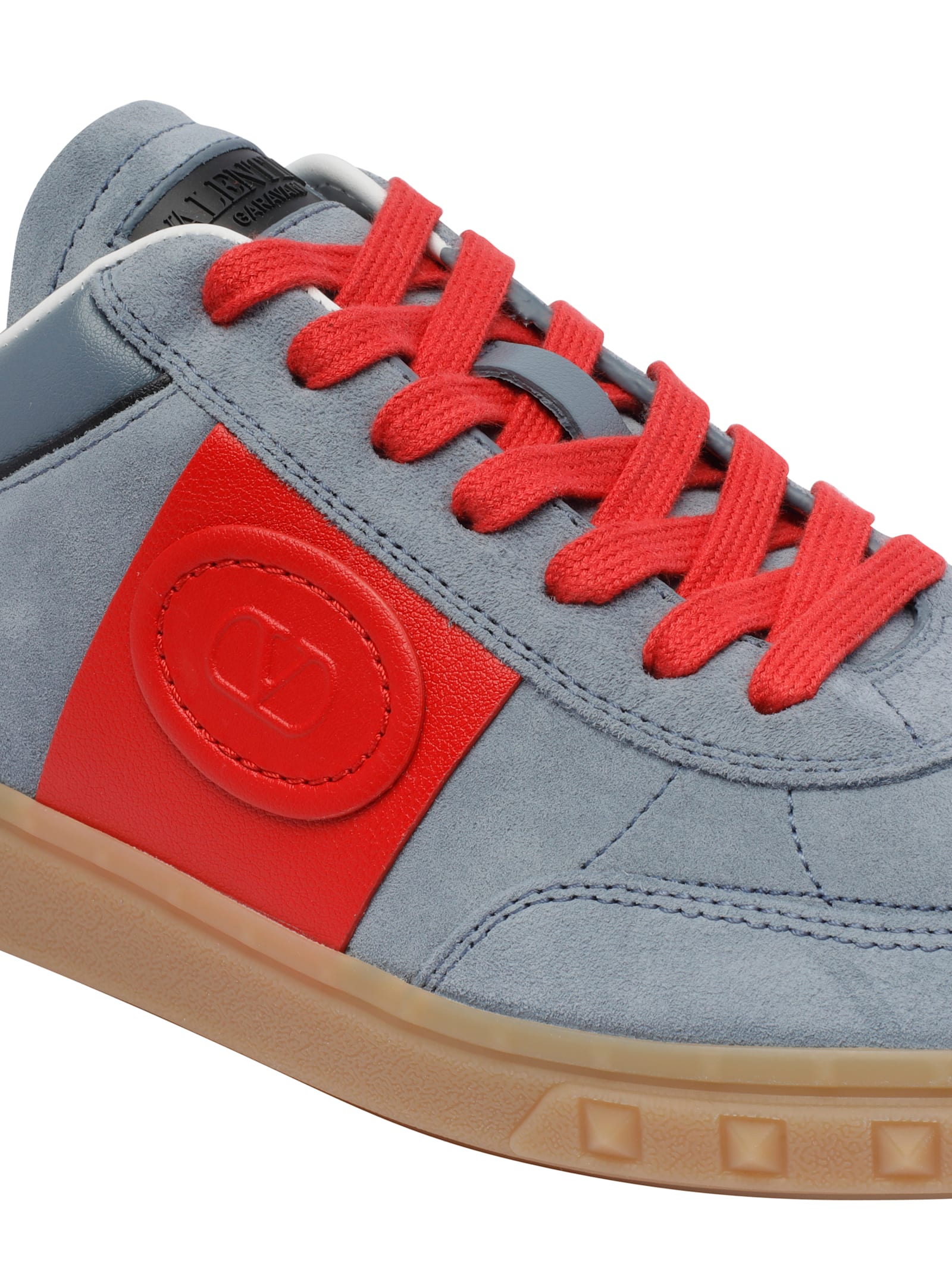 Valentino Garavani Men Upvillage Low Top Sneaker In Split Leather And Calfskin Nappa Leather In Grey