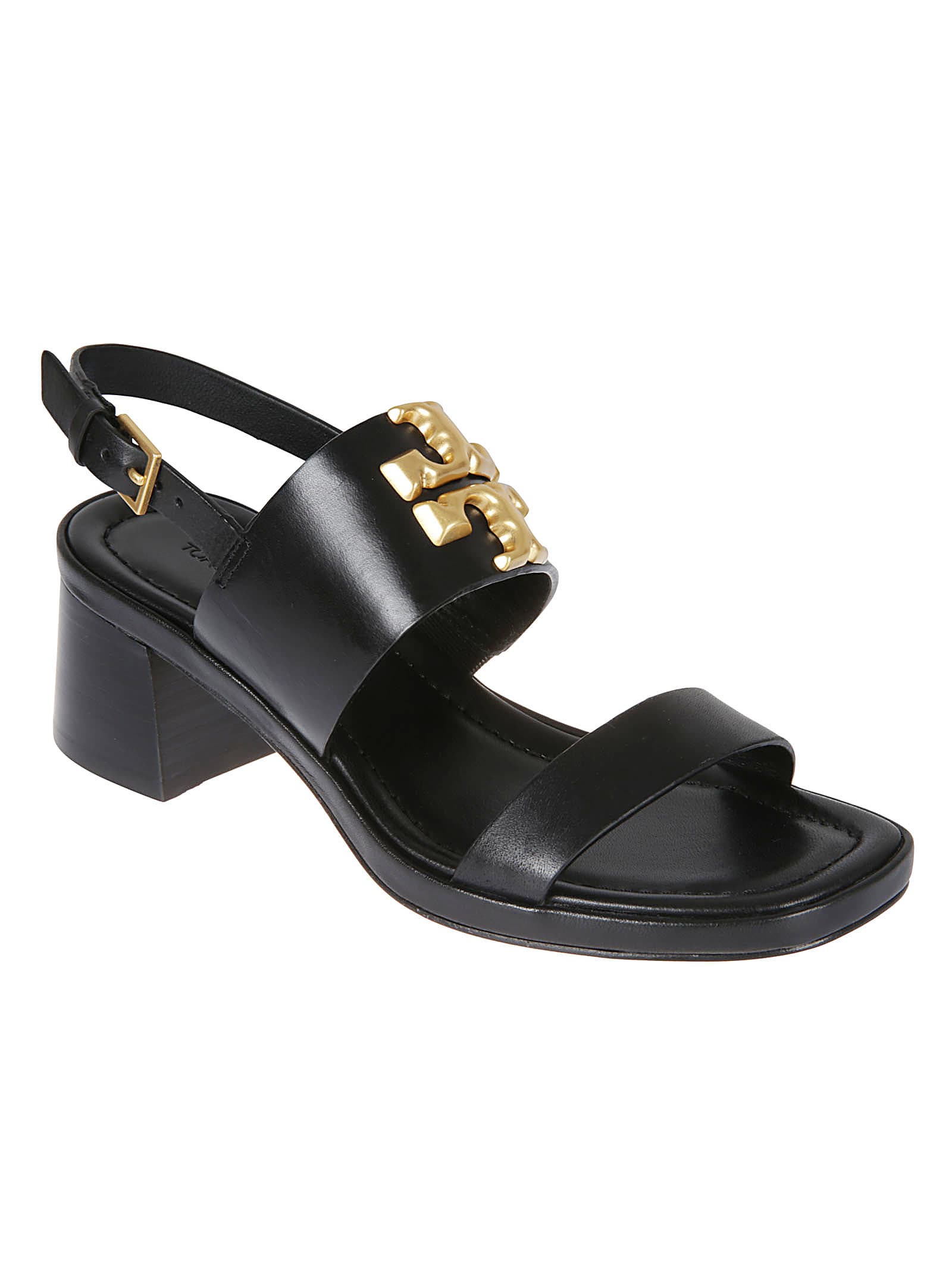 Tory Burch Eleanor Two-band Medallion Slingback Sandals In Black | ModeSens