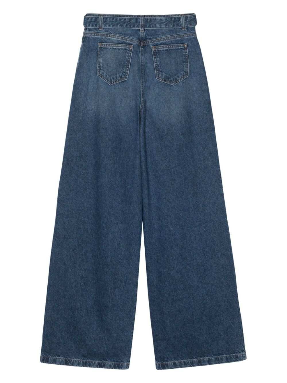 Shop Twinset Wide Leg Jeans With Belt In Denim