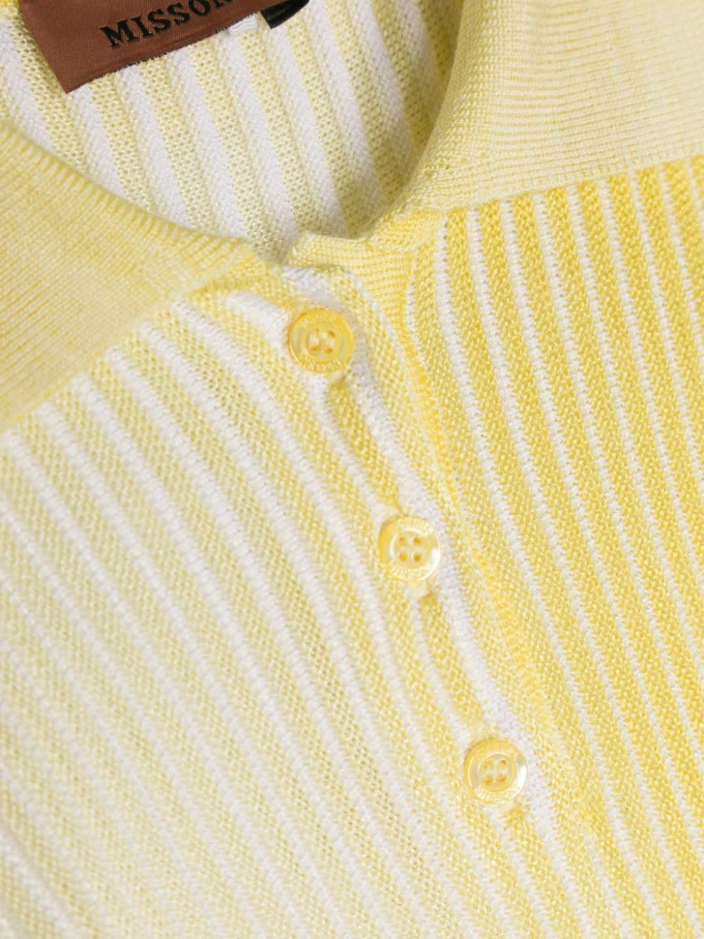 Shop Missoni Yellow Ribbed Knitted Polo Shirt