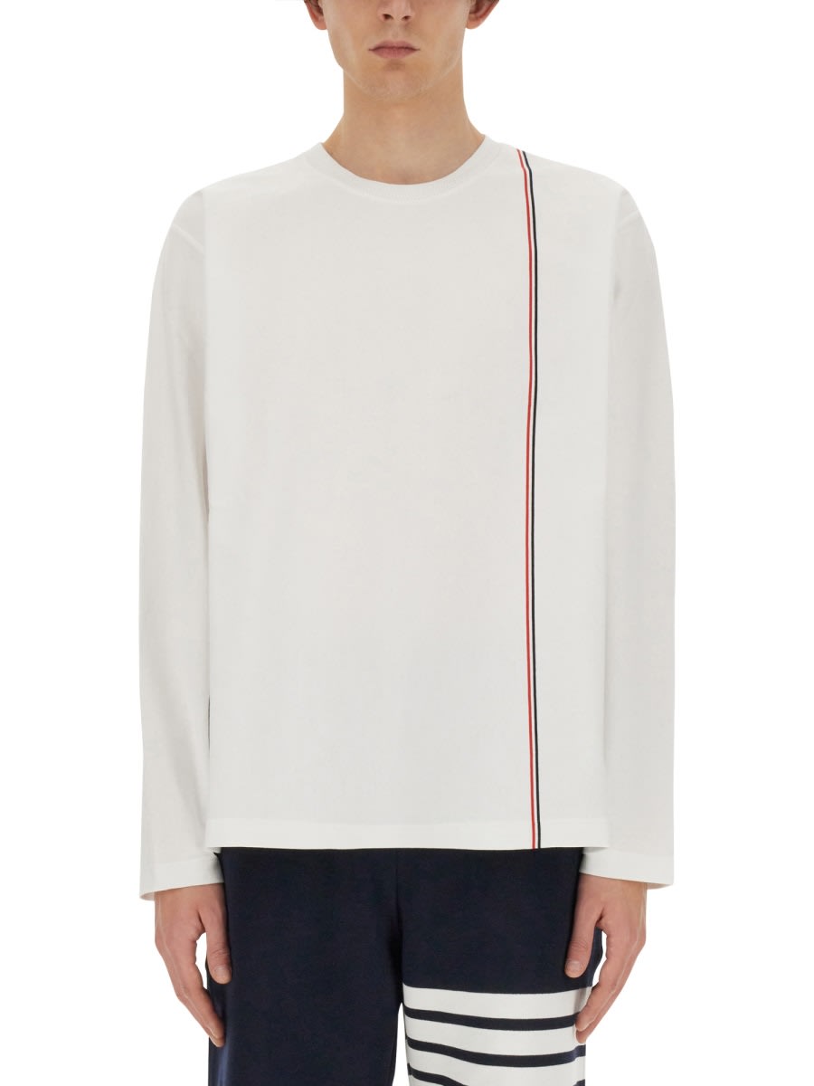 Thom Browne Men's T-shirt With Logo In White