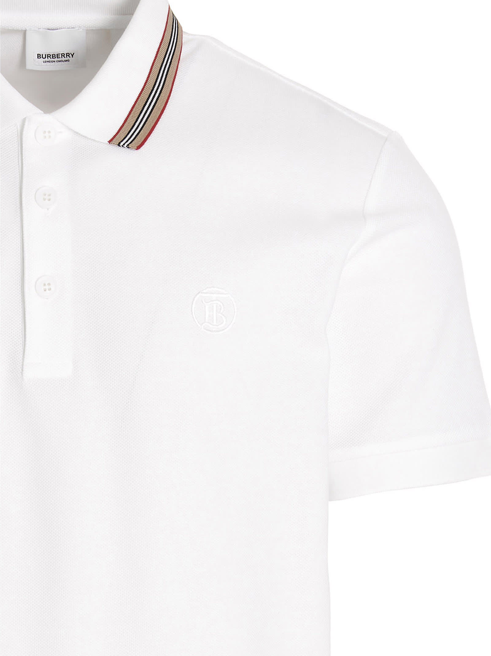 Shop Burberry Pierson Polo Shirt In White