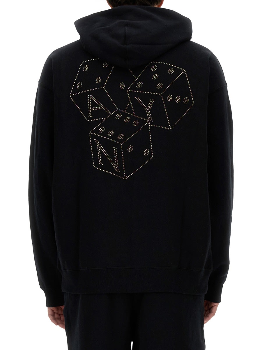 Shop Awake Ny Says Rhinestone Sweatshirt In Black