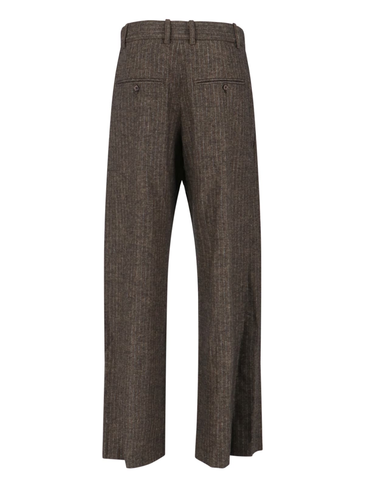 Isabel Marant Lisetta Pinstripe Pleated Wide Leg Wool Blend Trousers In Brown