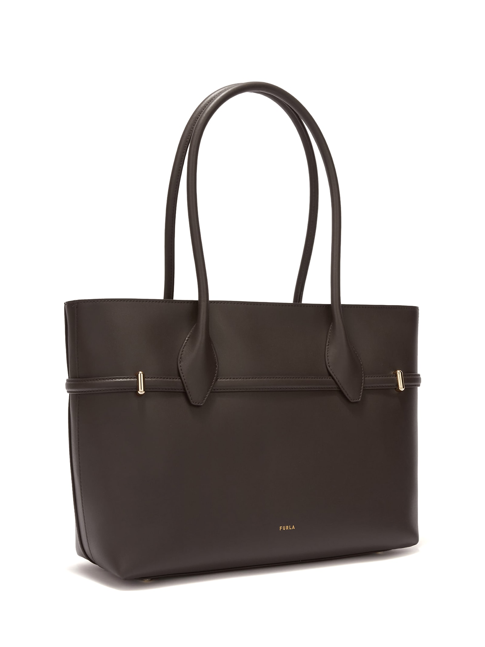 Shop Furla Shopping Bag Goccia L Choco In Leather In Cioccolato