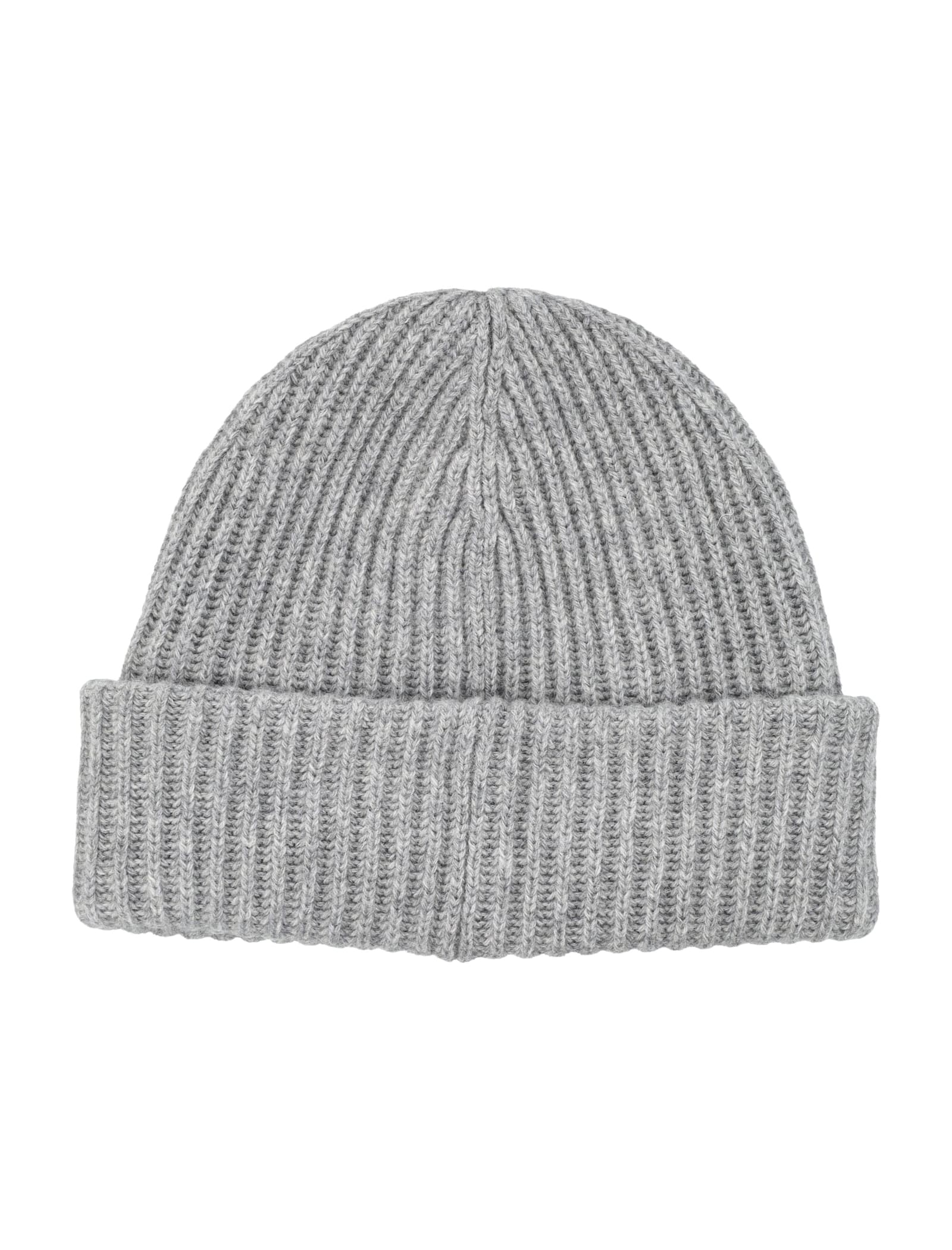 Ganni Ribbed Wool Logo Beanie In Gray