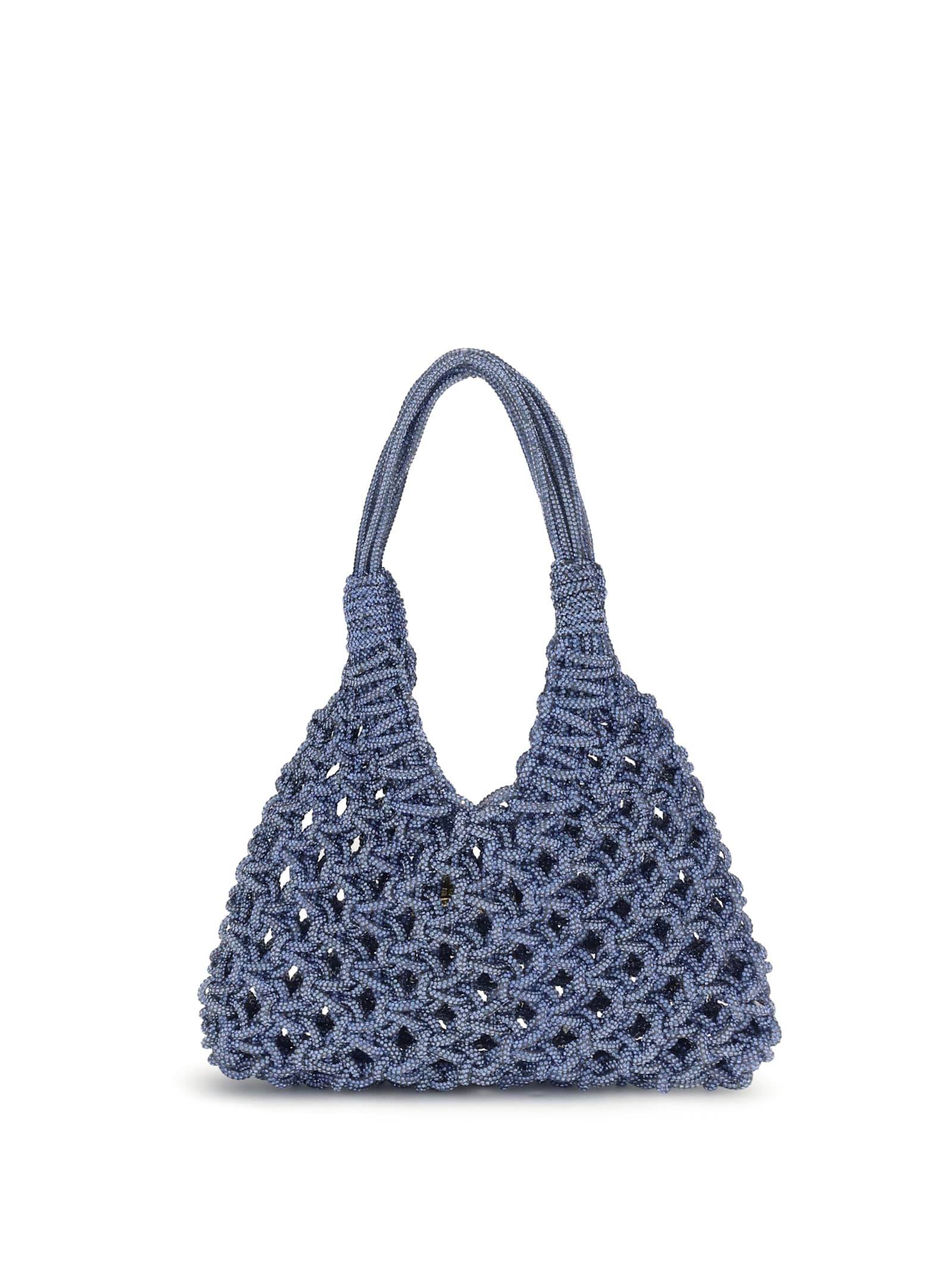 Hibourama Crystal-embellished Woven Shoulder Bag In Blue