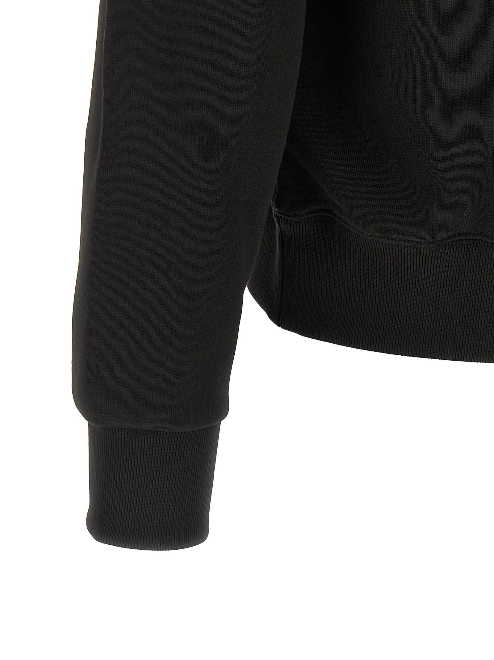 Kenzo Tiger Embroidery Hoodie Ribbed Cuffs Pocket In Black