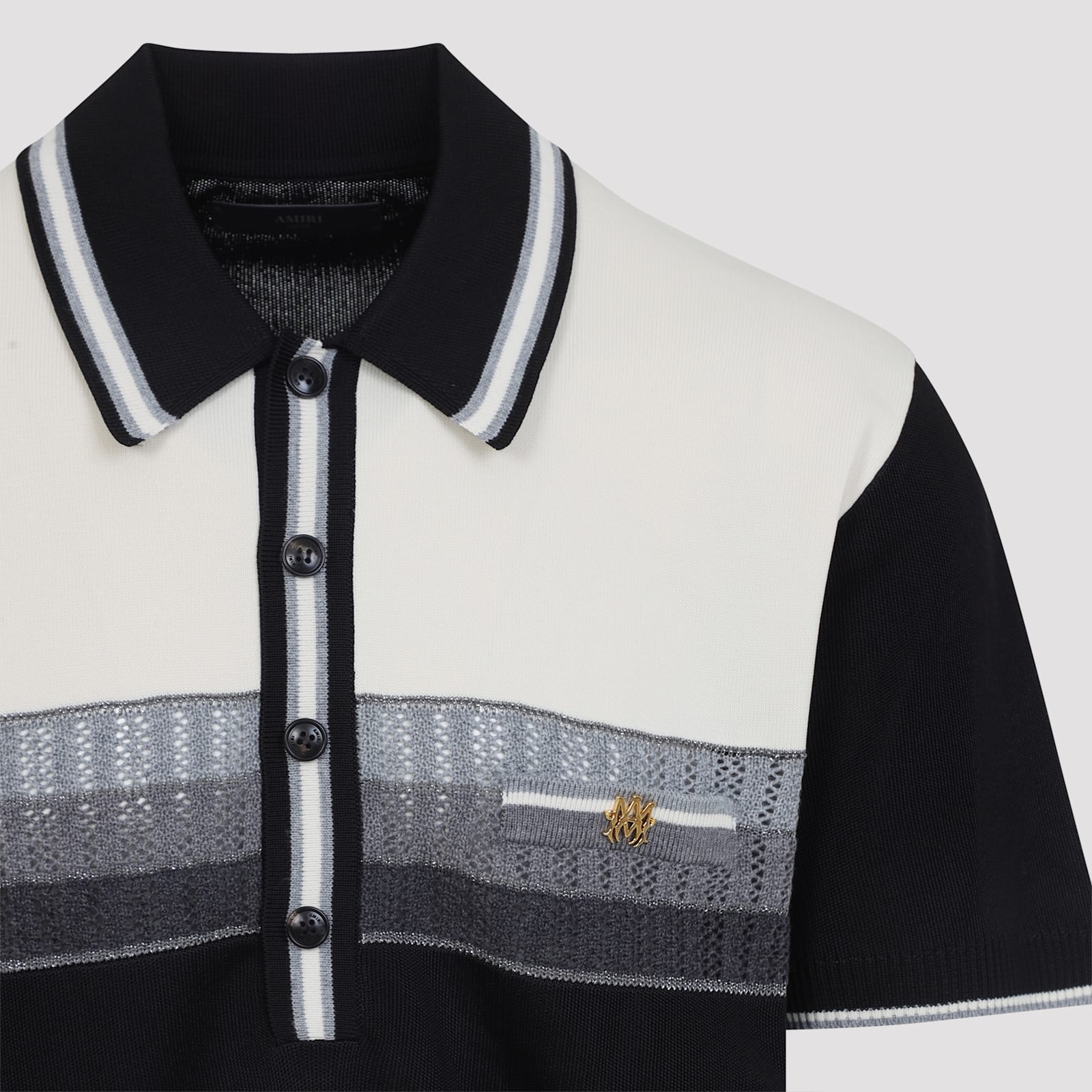 Amiri Black Ma Striped Polo In Black
