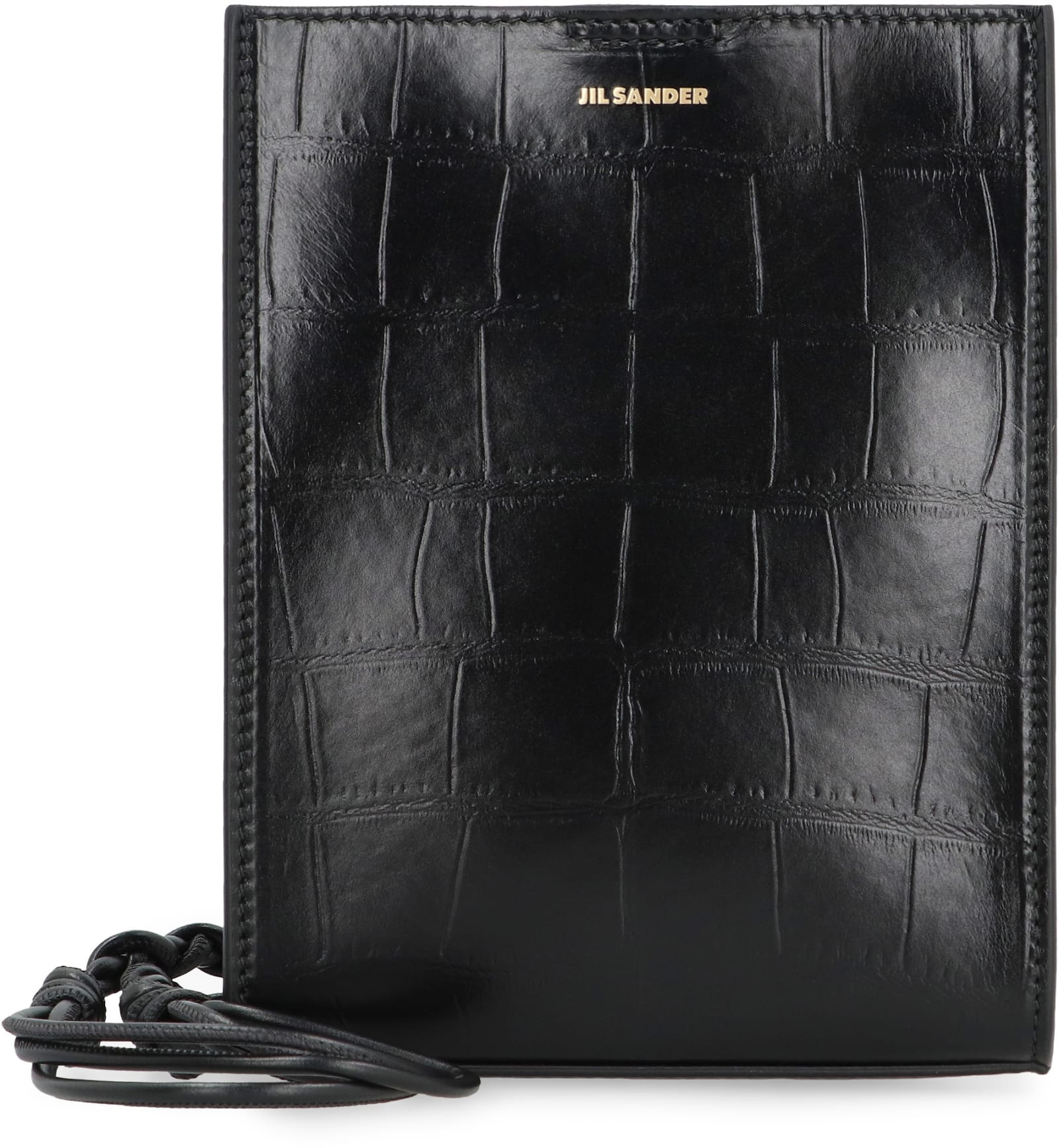 Shop Jil Sander Tangle Leather Crossbody Bag In Black